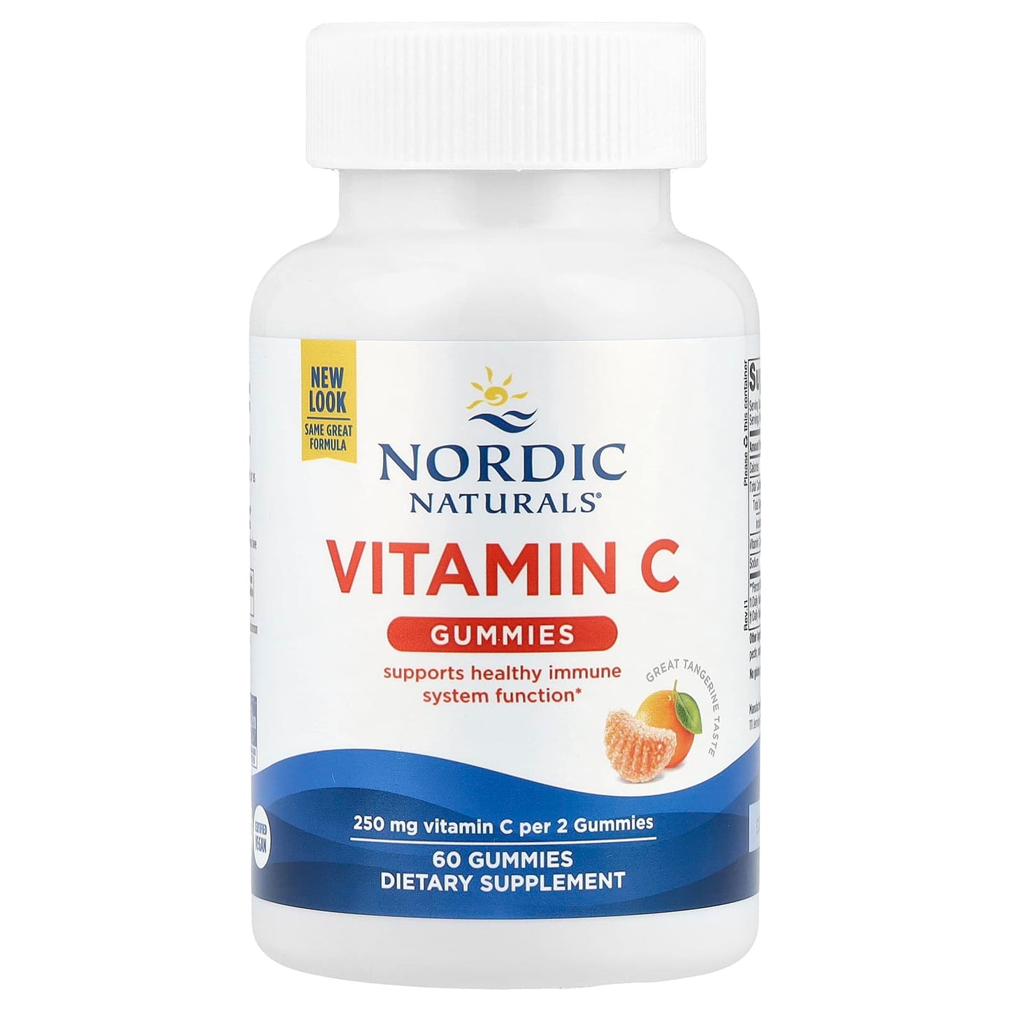 Nordic Naturals, Vitamin C Gummies, Tangerine, 250 mg, 60 Gummies UPC 768990301605 | HiLife Vitamins