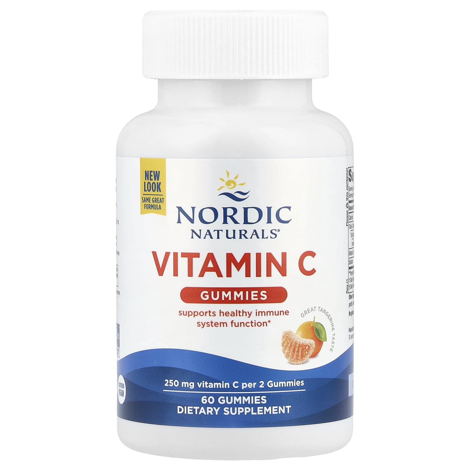 Nordic Naturals, Vitamin C Gummies, Tangerine, 250 mg, 60 Gummies UPC 768990301605 | HiLife Vitamins