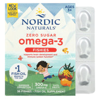 Nordic Naturals, Omega-3 Fishies, Zero Sugar, Ages 3+, Tutti Frutti, 300 mg, 36 Fishies UPC 768990311307 | HiLife Vitamins