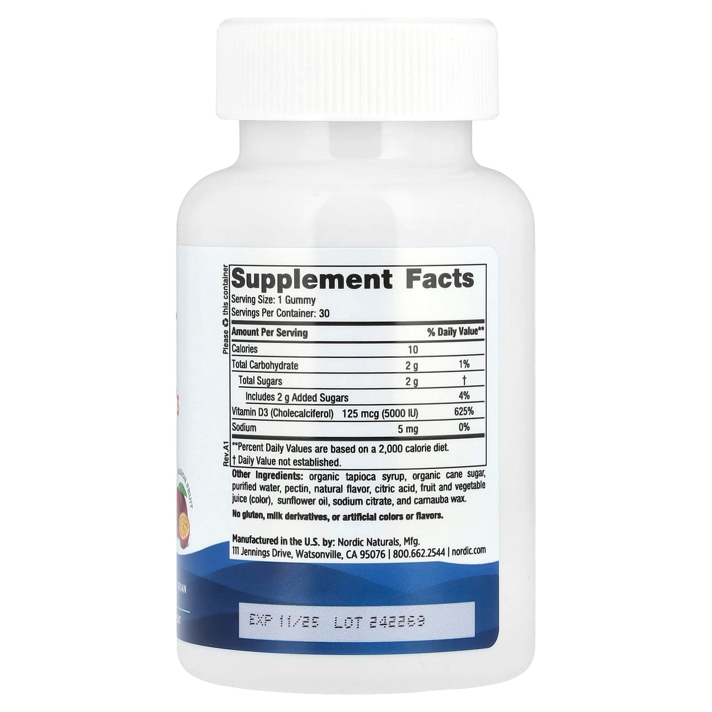 Nordic Naturals, Vitamin D3 5000 Gummies, 30 Gummies UPC 768990311529 | HiLife Vitamins