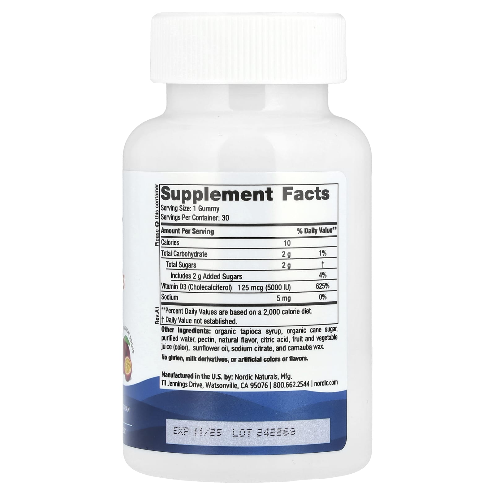 Nordic Naturals, Vitamin D3 5000 Gummies, 30 Gummies UPC 768990311529 | HiLife Vitamins