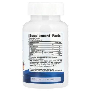 Nordic Naturals, Vitamin D3 5000 Gummies, 30 Gummies UPC 768990311529 | HiLife Vitamins