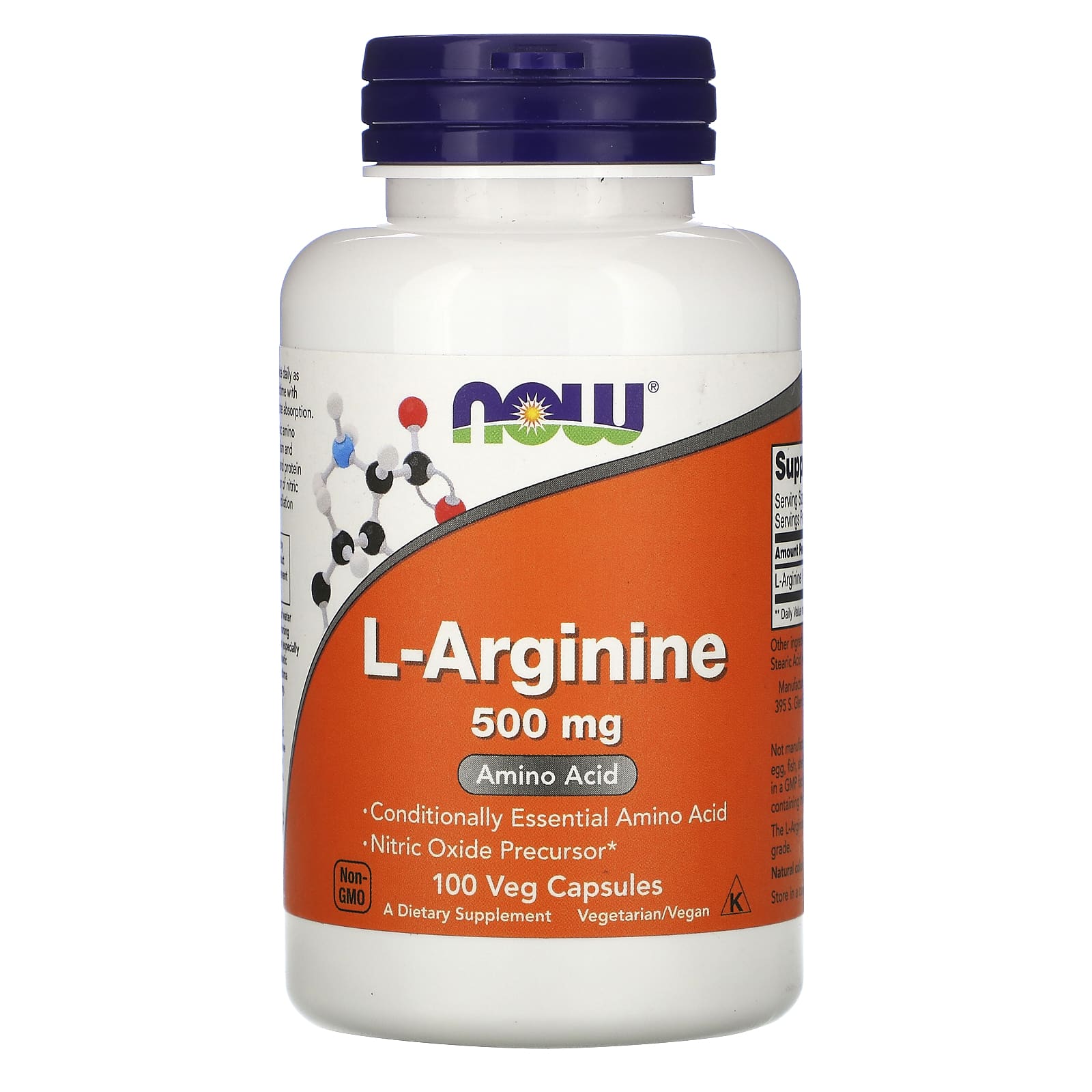 Now Foods, Arginine 500 mg, 100 Capsules - 733739000309 | Hilife Vitamins