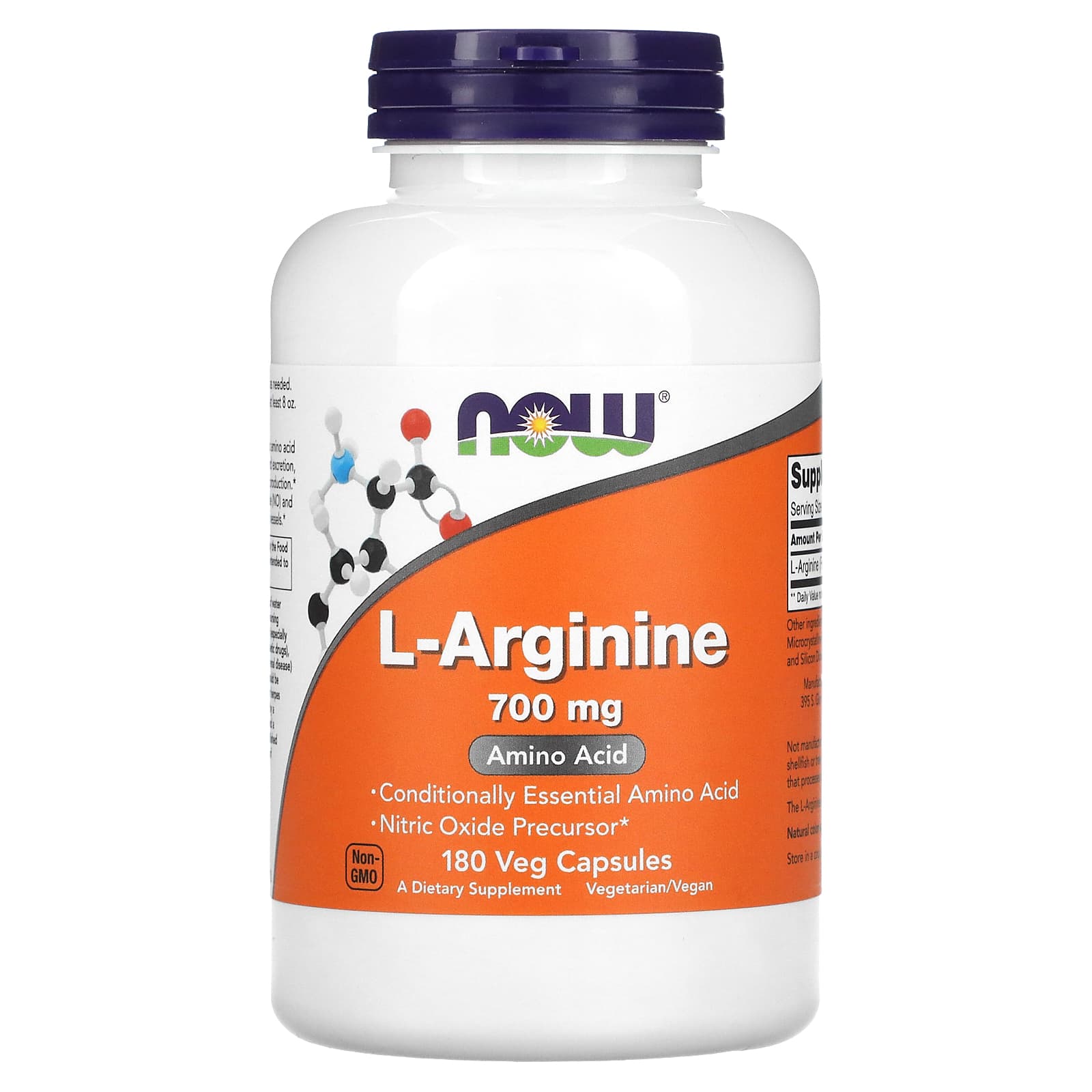 Now Foods, L-ARGININE 700mg, 180 Veg Caps UPC 733739000330 | HiLife Vitamins