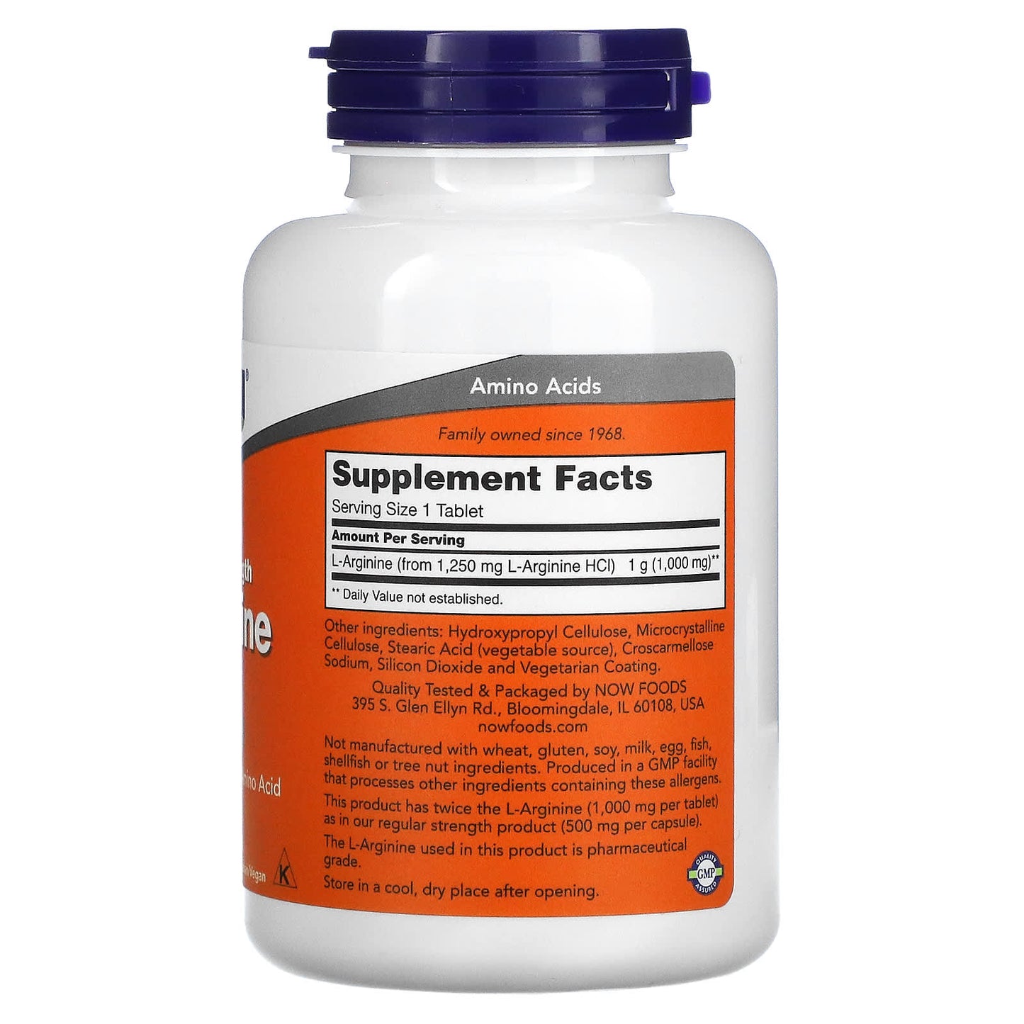 Now Foods, L-Arginine, 1,000 mg, 120 Tablets UPC 733739000354 | HiLife Vitamins