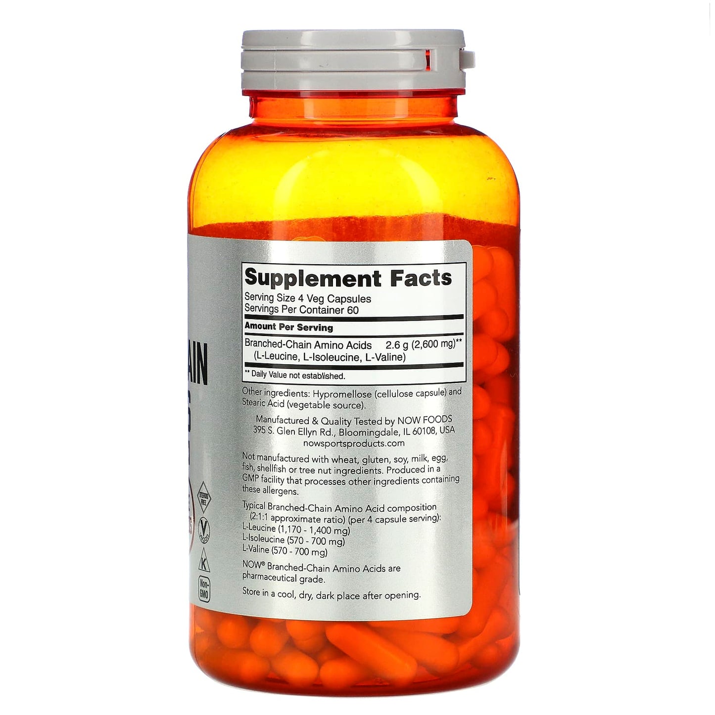 Now Foods, BRANCH-CHAIN AMINO 240, 240 Capsules UPC 733739000545 | HiLife Vitamins