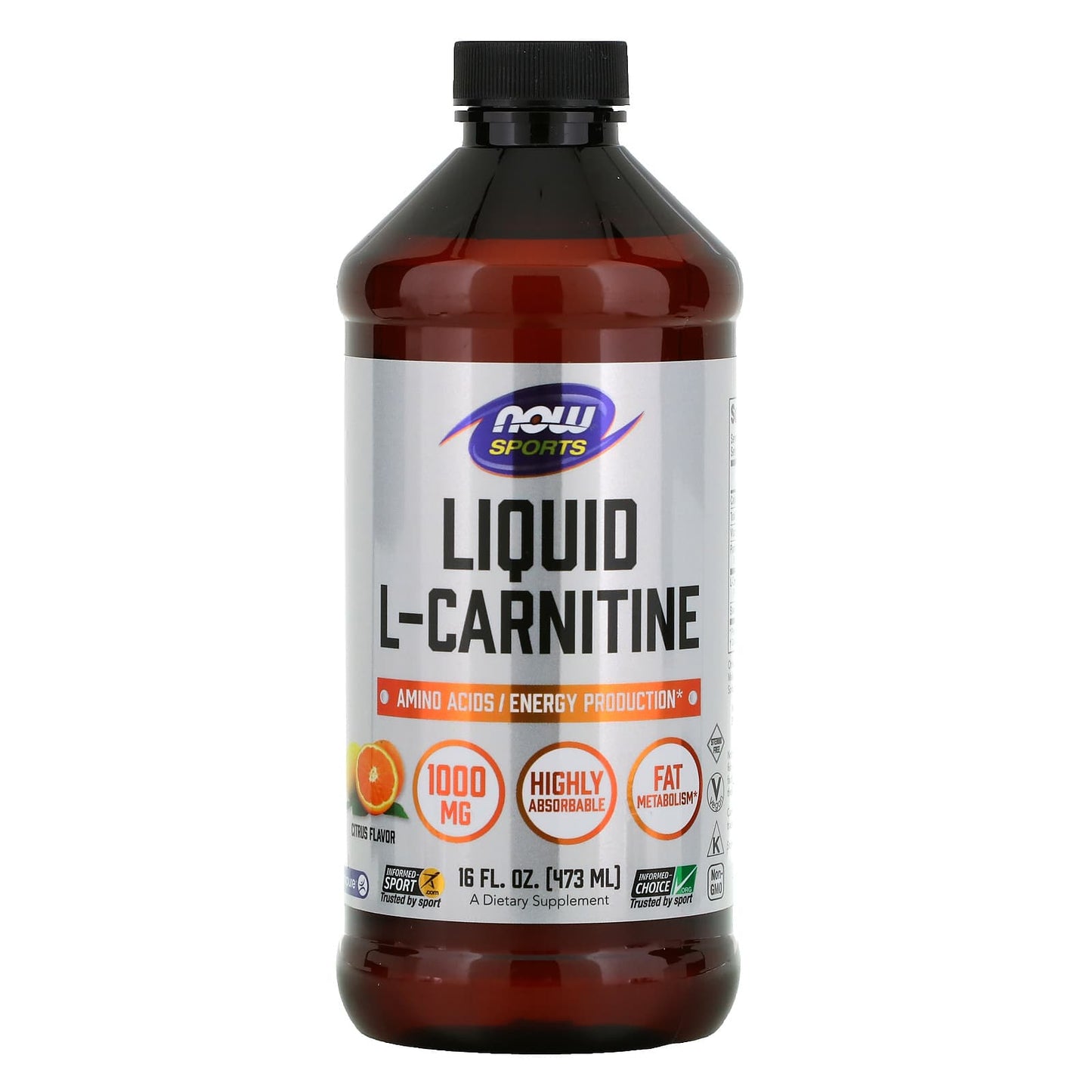 Now Foods, Carnitine 2x Citrus Flavor, 16 OZ Liquid UPC 733739000651 | HiLife Vitamins
