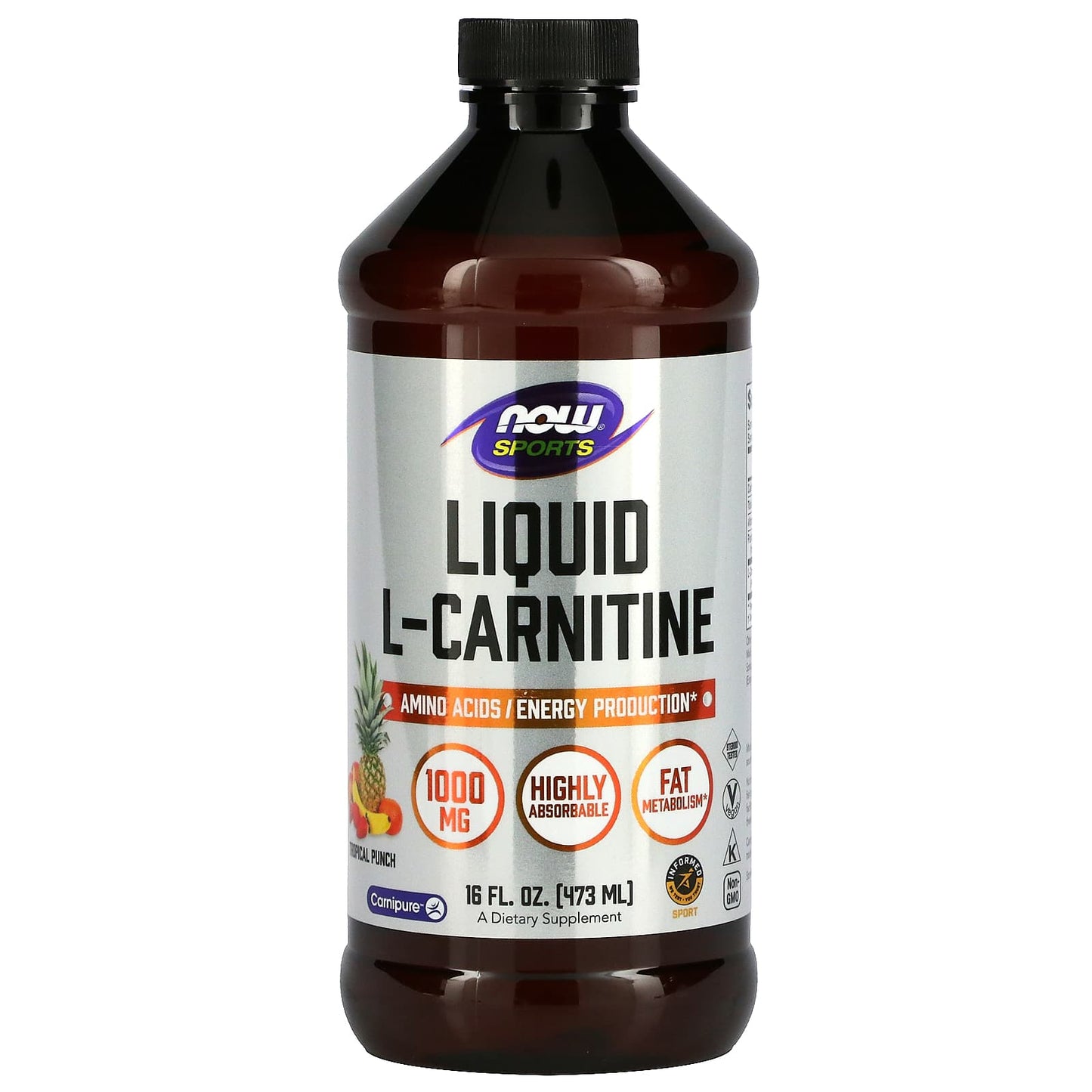 Now Foods, Carnitine Tropical Punch 1000 mg, 16 OZ Liquid UPC 733739000668 | HiLife Vitamins