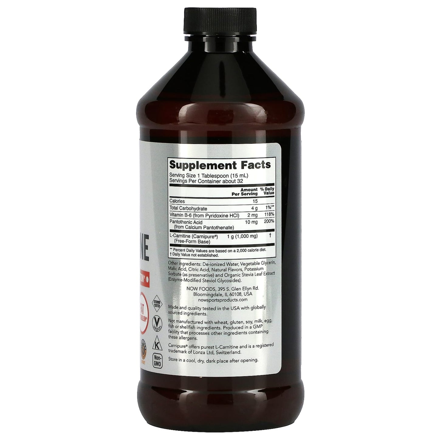 Now Foods, Carnitine Tropical Punch 1000 mg, 16 OZ Liquid UPC 733739000668 | HiLife Vitamins