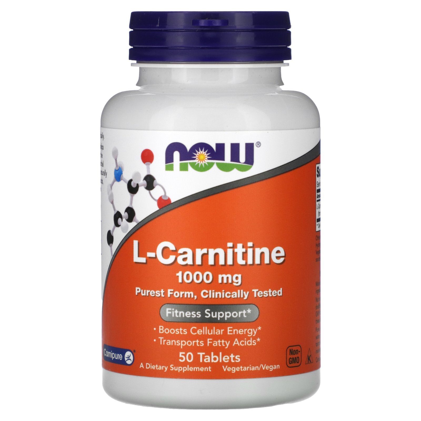 Now Foods, L-Carnitine, 1,000 mg, 50 Tablets UPC 733739000675 | HiLife Vitamins