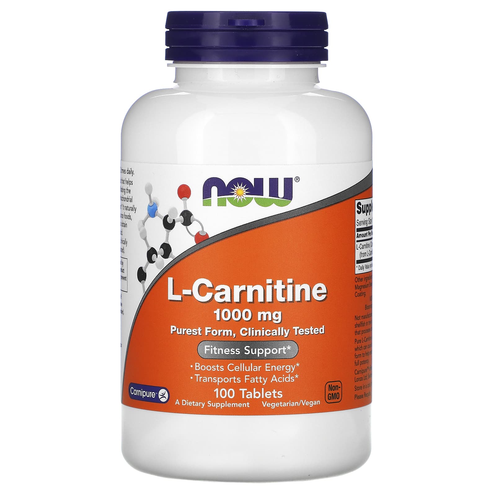 Now Foods, L-Carnitine, 1000 mg, 100 Tablets UPC 733739000682 | HiLife Vitamins