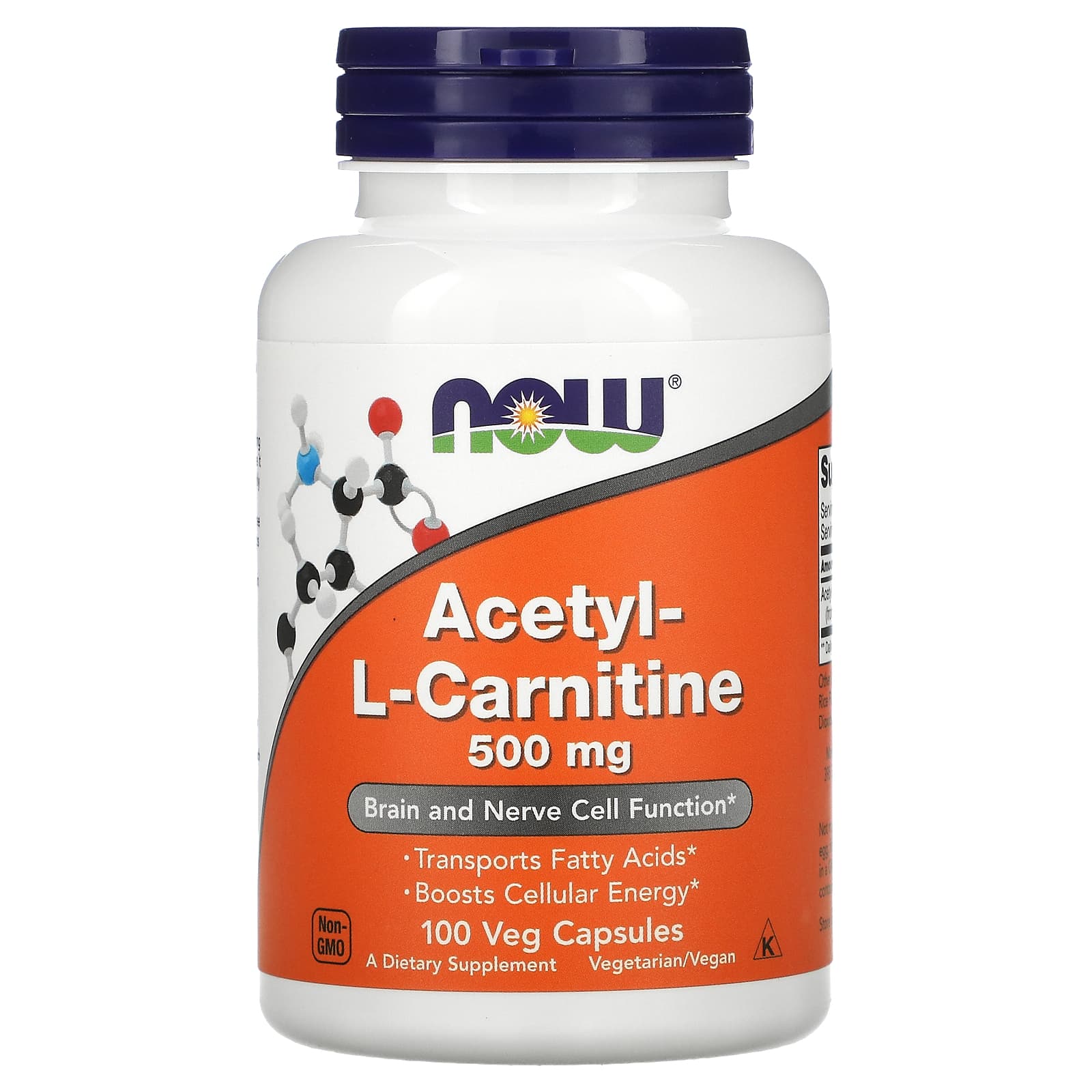 Now Foods, Acetyl L-Carn 500 mg, 100 Veg Capsules UPC 733739000767 | HiLife Vitamins