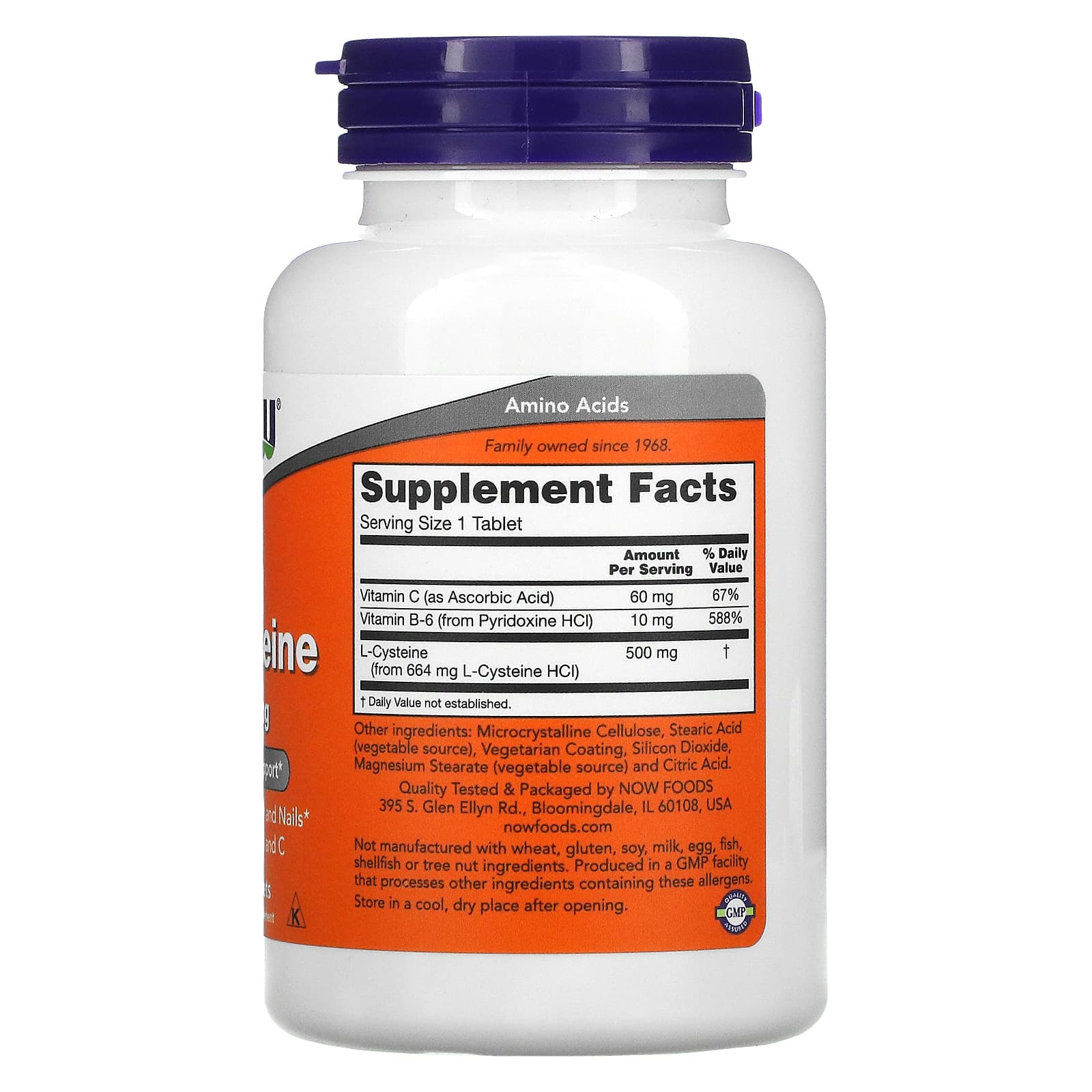 Now Foods, CYSTEINE 500mg, 100 Tablets UPC 733739000774 | HiLife Vitamins