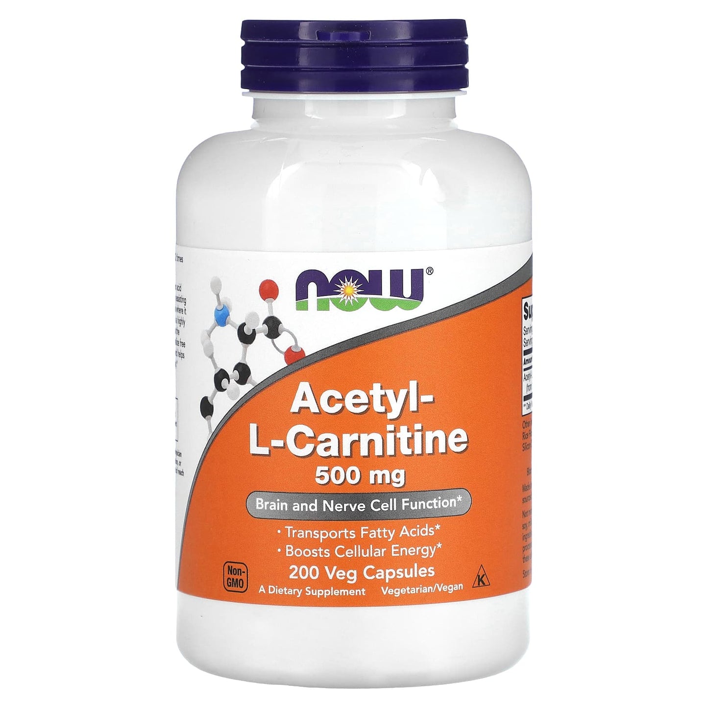 Now Foods, Acetyl L-Carn 500 mg 200, 200 Capsules UPC 733739000842 | HiLife Vitamins