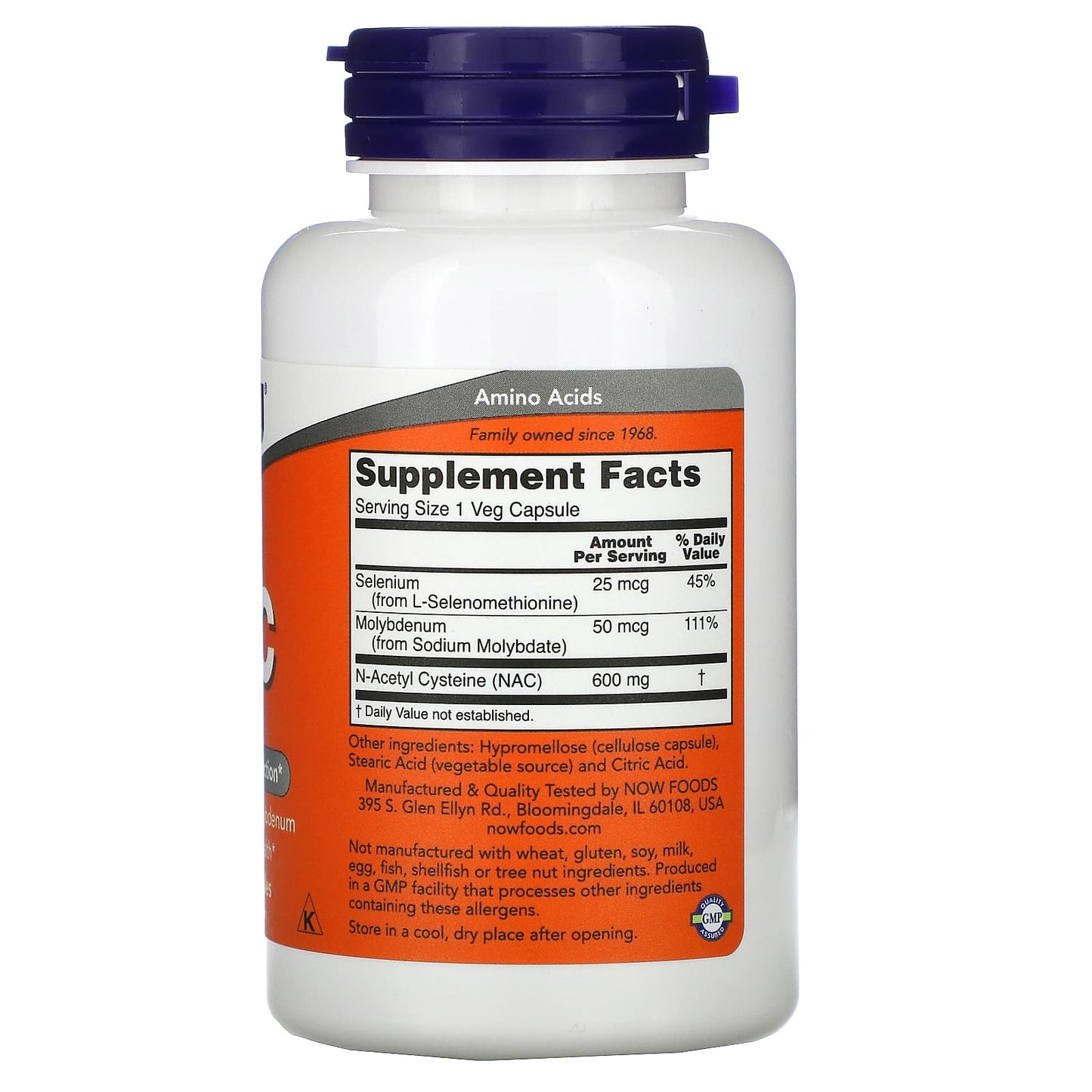 Now Foods, NAC, 600 mg, 100 Veg Capsules UPC 733739000859 | HiLife Vitamins
