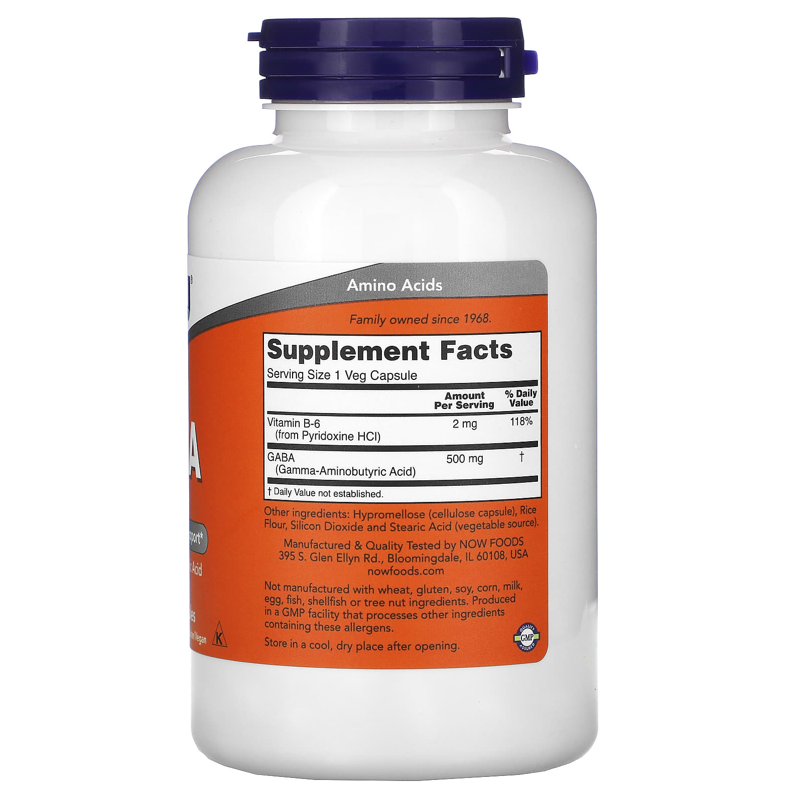 Now Foods, Gaba 500 mg, 200 Capsules UPC 733739000880 | HiLife Vitamins