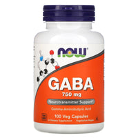 Now Foods, Gaba 750mg 100, 100 Vegetarian Capsules UPC 733739000897 | HiLife Vitamins