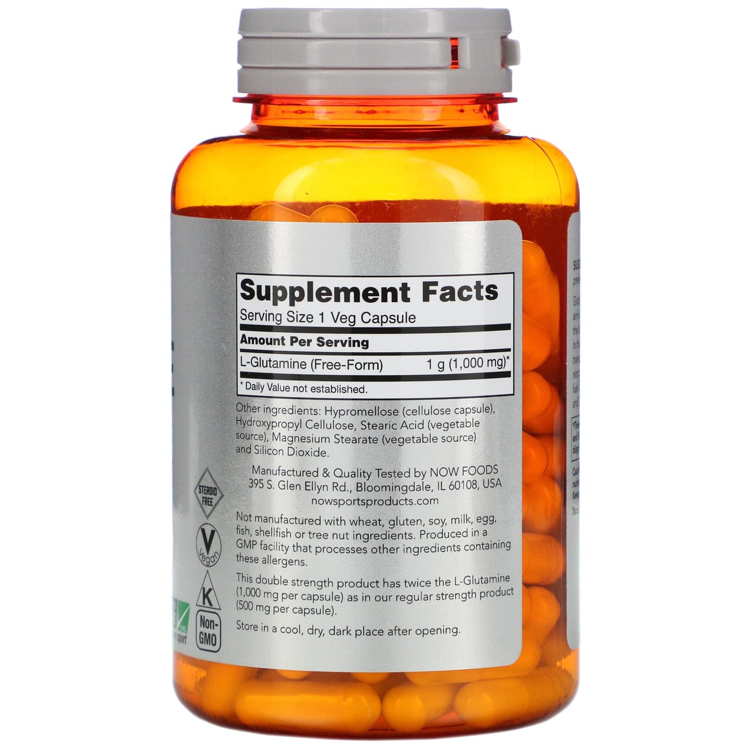 Now Foods, L-GLUTAMINE 1000mg NEW, 120 Capsules UPC 733739000941 | HiLife Vitamins