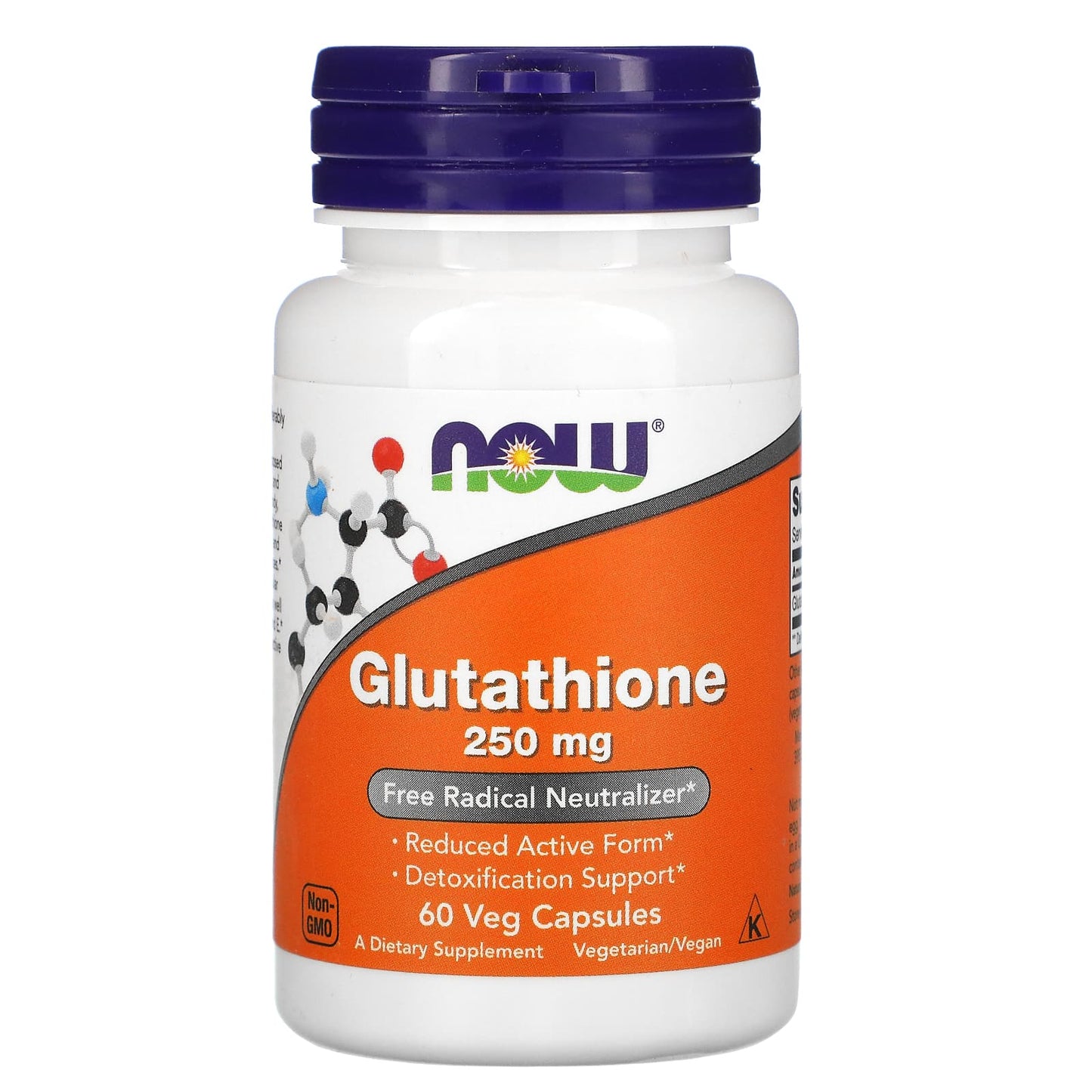 Now Foods, L-Glutathione 250 mg, 60 Veg Capsules UPC 733739000965 | HiLife Vitamins