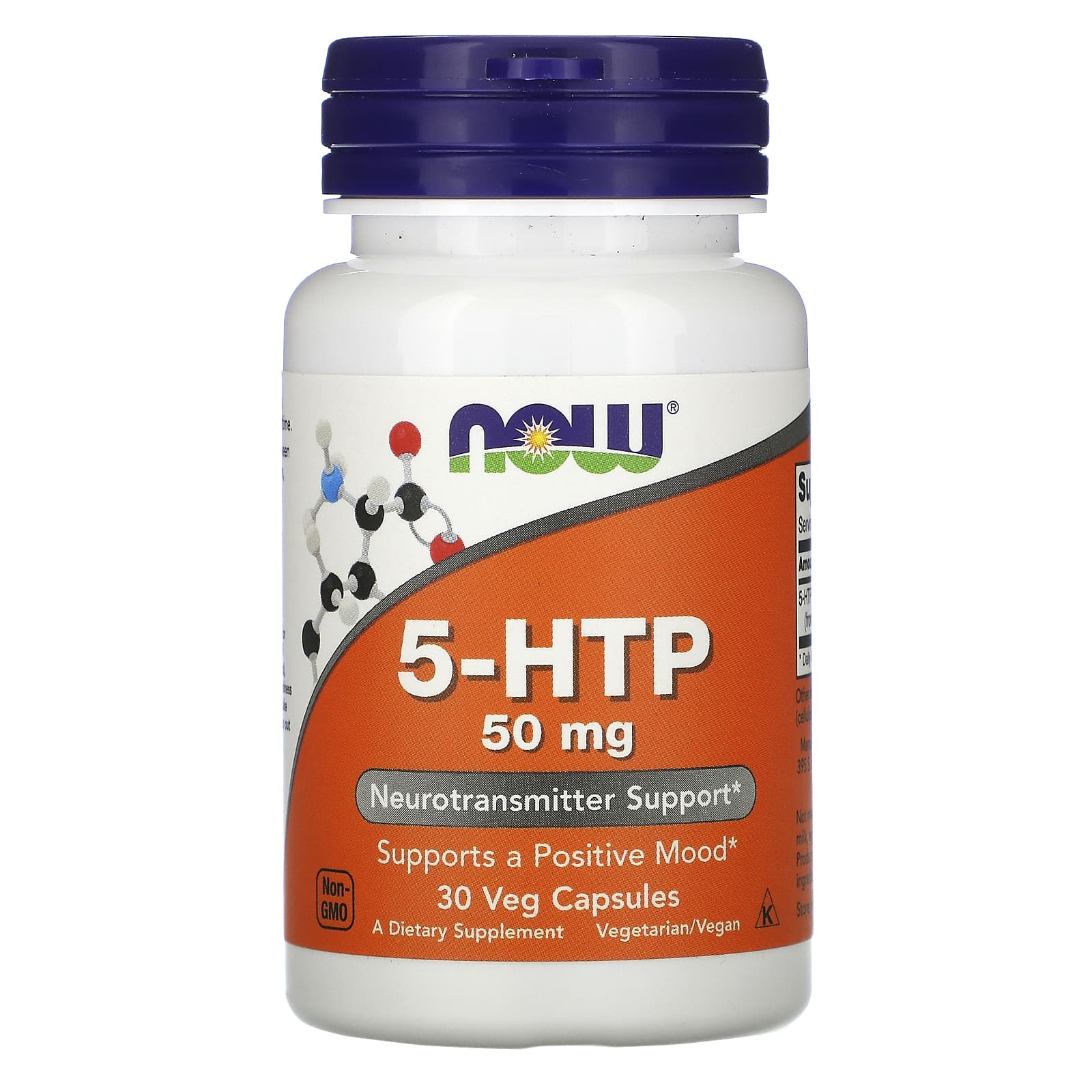 Now Foods, 5-HTP 50mg, 30 Capsules UPC 733739000972 | HiLife Vitamins