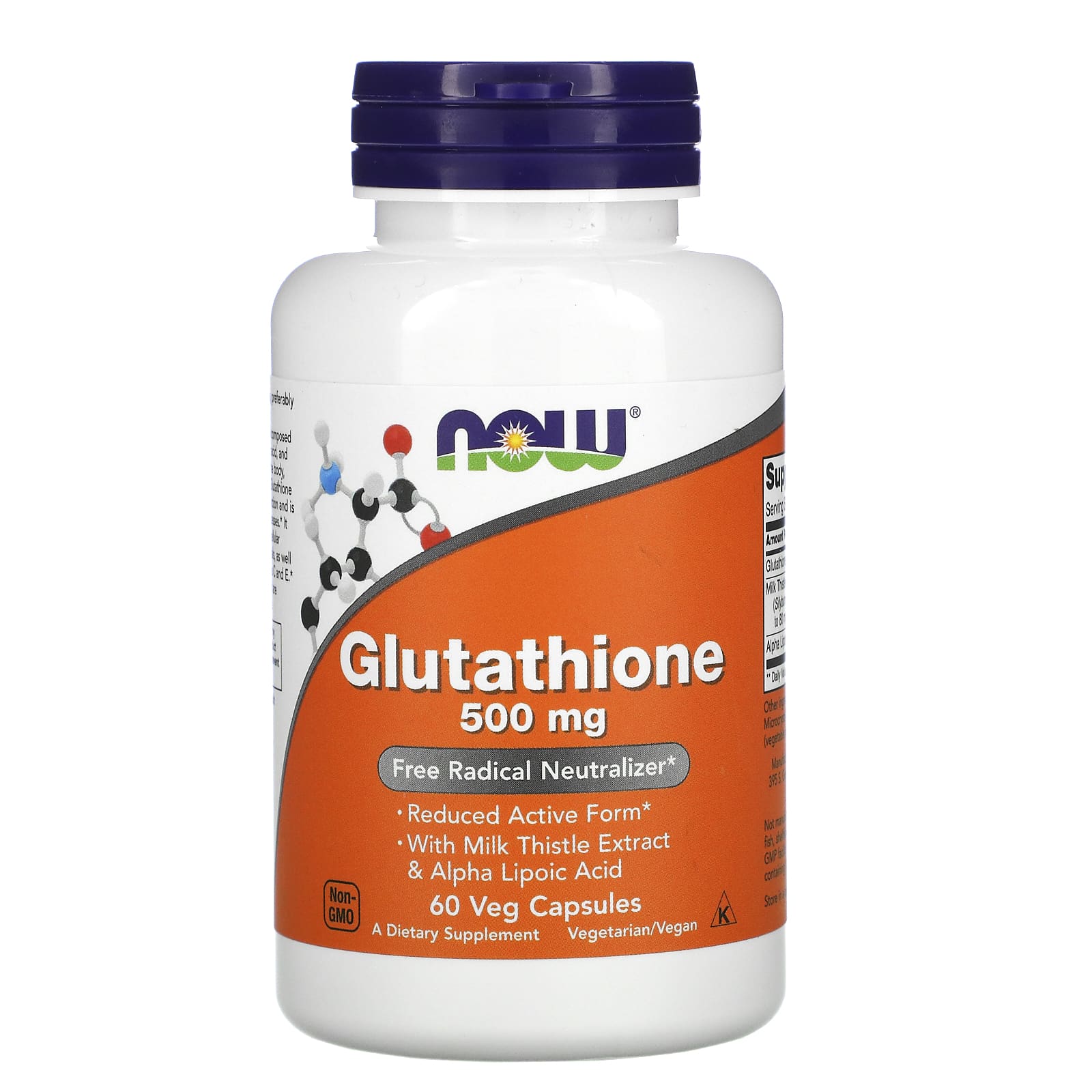 Now Foods, Reduced Glutathione 500mg 60, 60 Vegetarian Capsules UPC 733739001047 | HiLife Vitamins