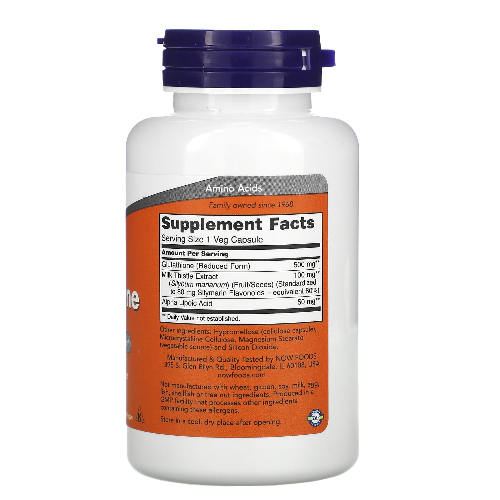 Now Foods, Reduced Glutathione 500mg 60, 60 Vegetarian Capsules UPC 733739001047 | HiLife Vitamins