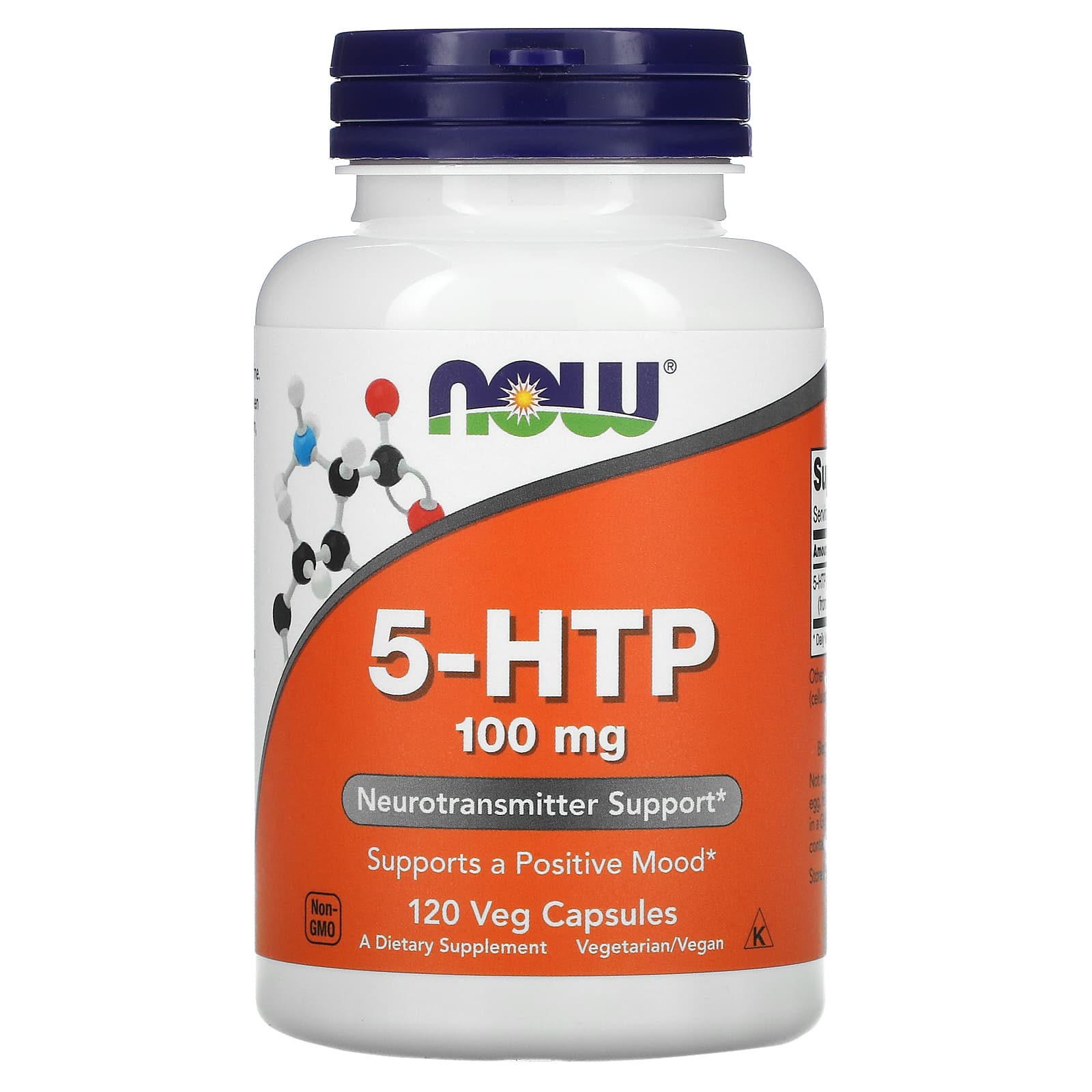 Now Foods, 5-HTP, 100 mg, 120 Veg Capsules UPC 733739001061 | HiLife Vitamins