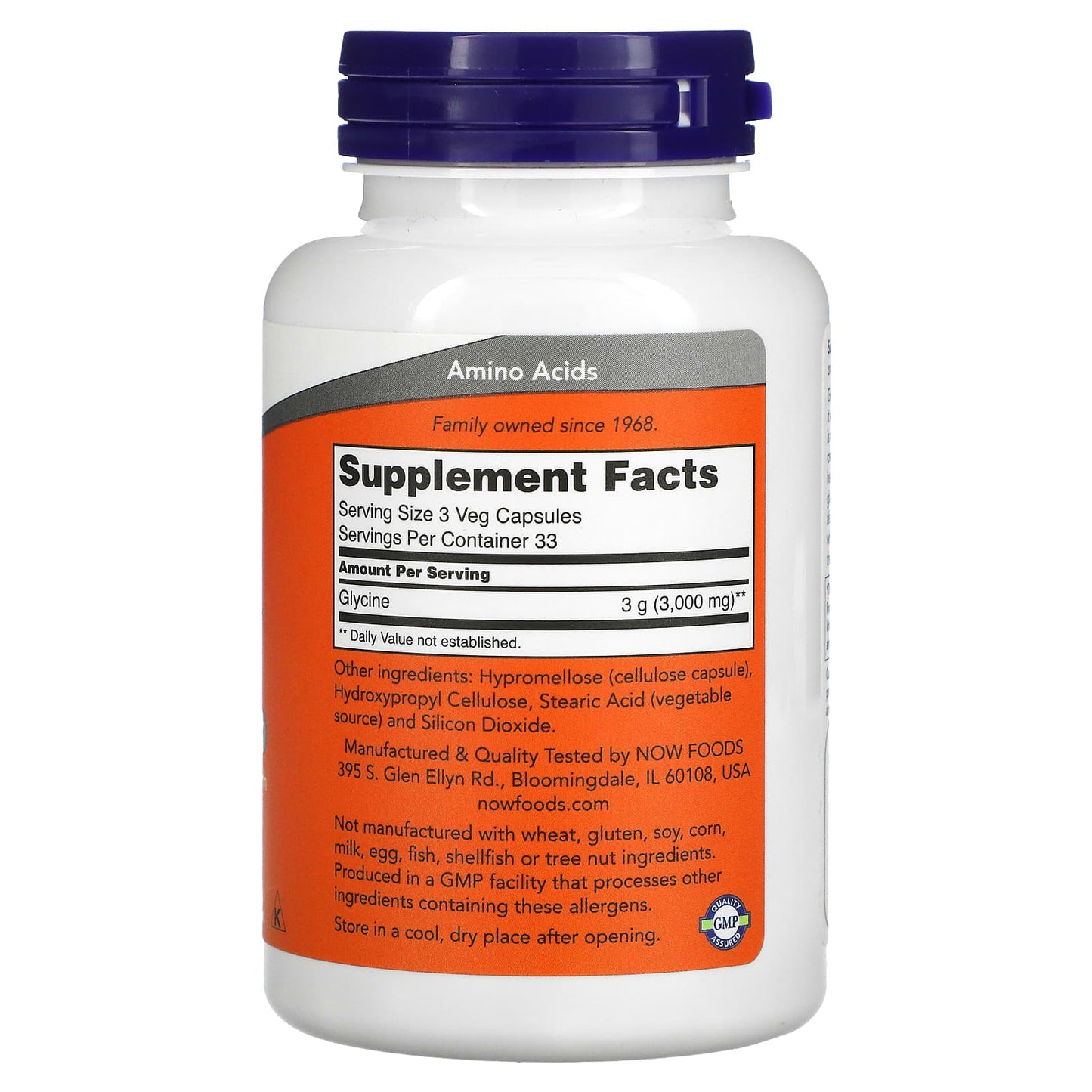Now Foods, Glycine 1000 mg, 100 Capsules UPC 733739001078 | HiLife Vitamins