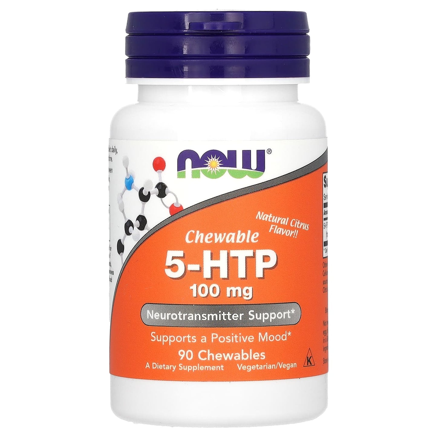 Now Foods, 5-HTP 100mg, 90 Chewables UPC 733739001092 | HiLife Vitamins