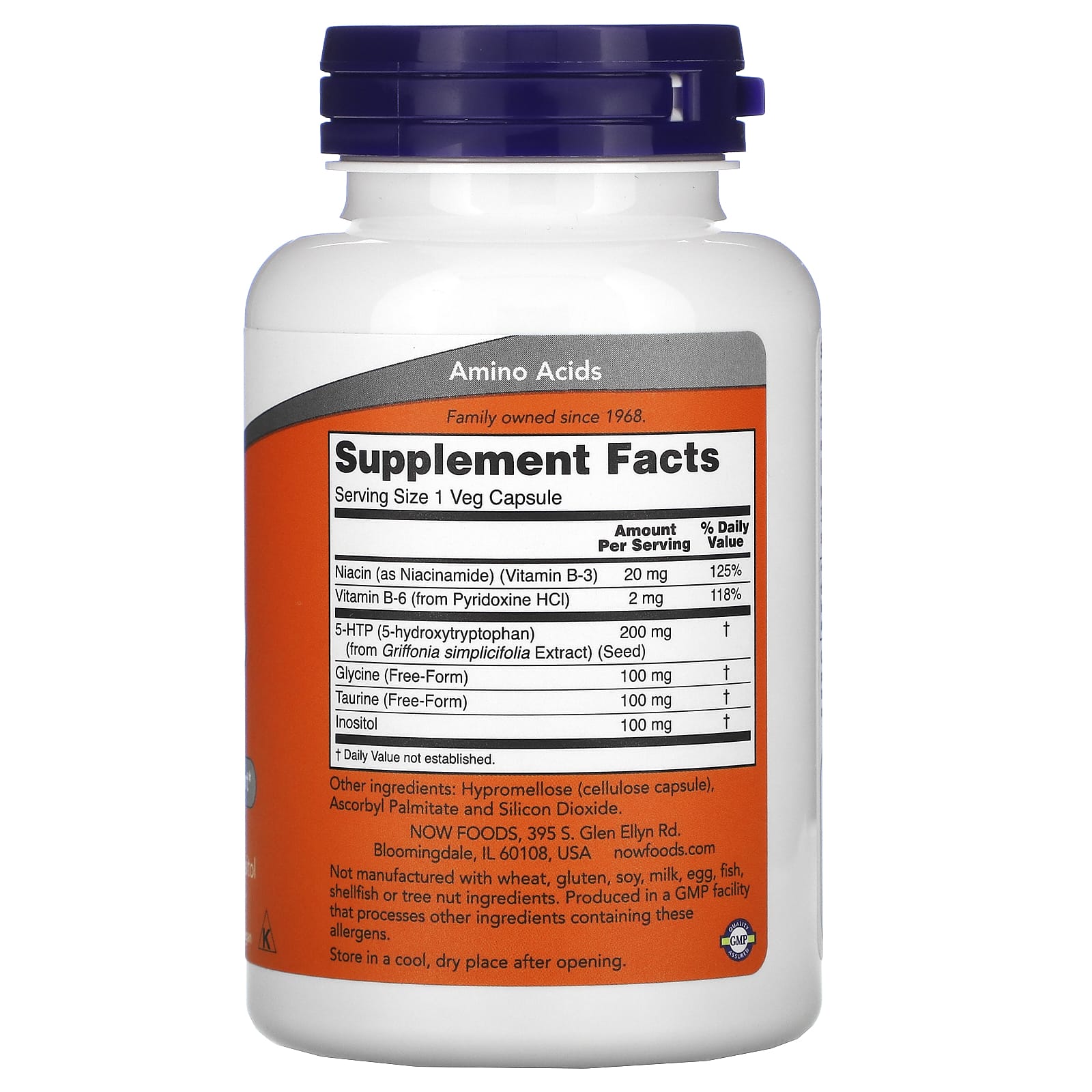 Now Foods, 5-Htp 200mg, 200MG Vegetarian Capsules UPC 733739001115 | HiLife Vitamins