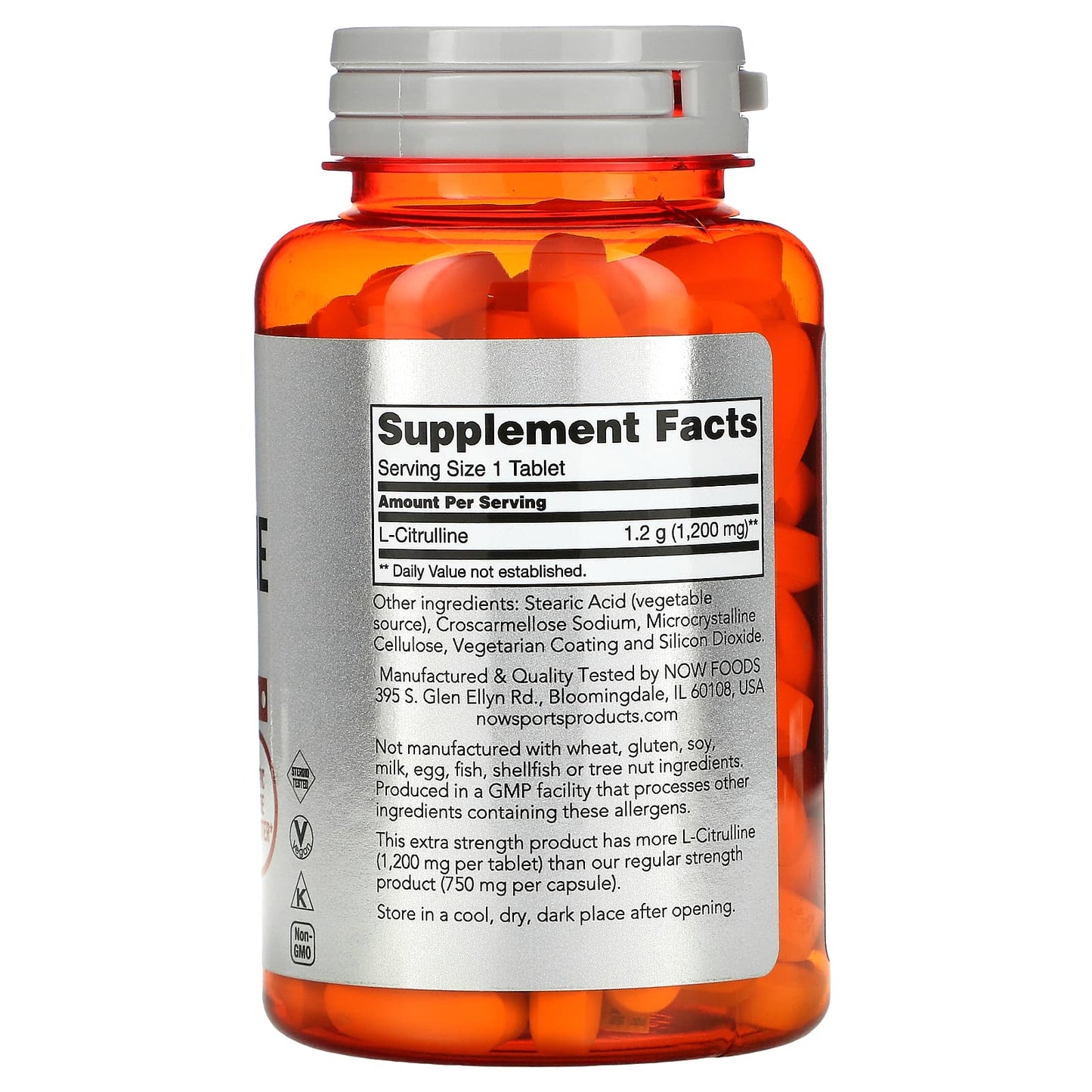 Now Foods, L-CITRULLINE 1200MG, 120 Tablets UPC 733739001160 | HiLife Vitamins