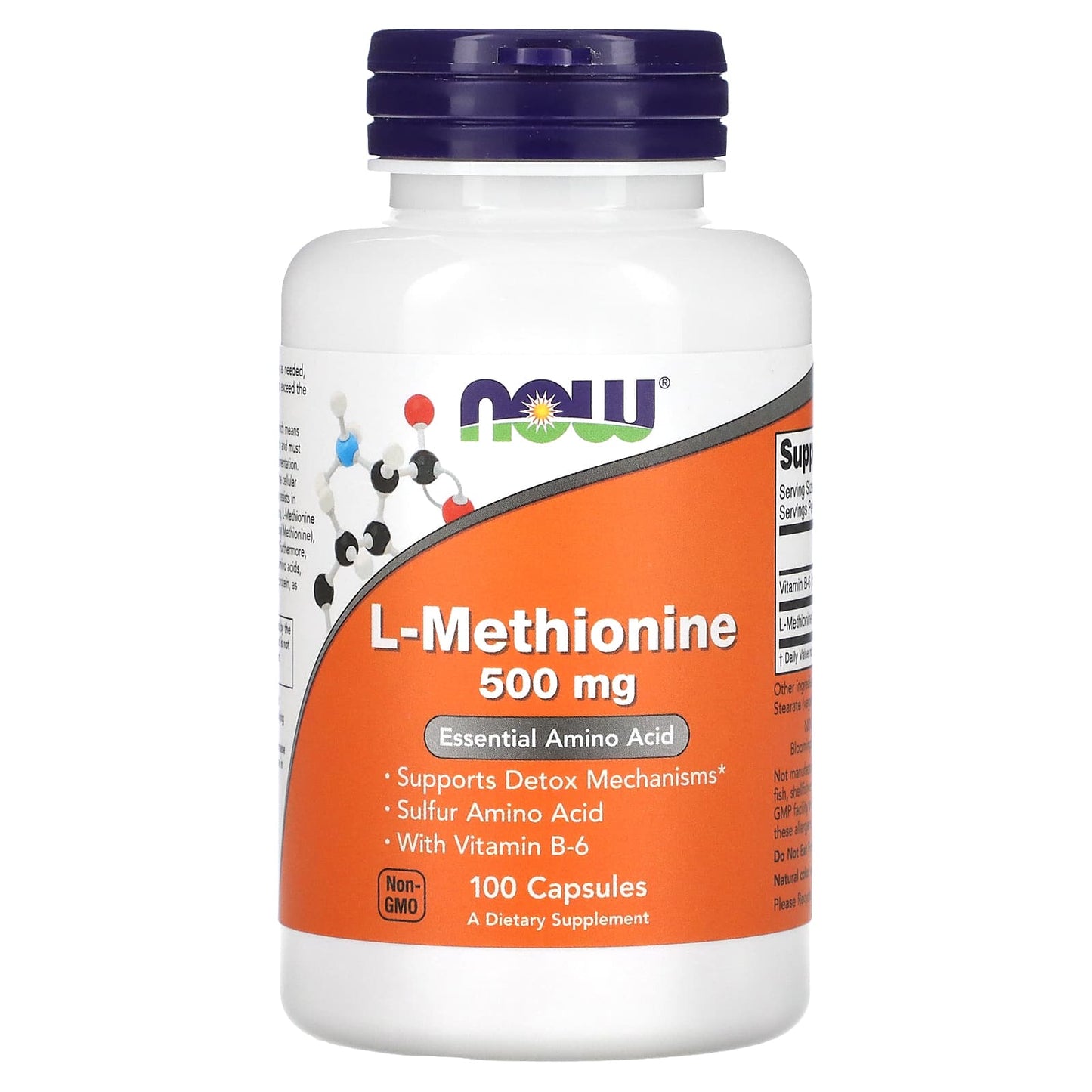 Now Foods, L-Methionine, 500 mg, 100 Capsules UPC 733739001177 | HiLife Vitamins