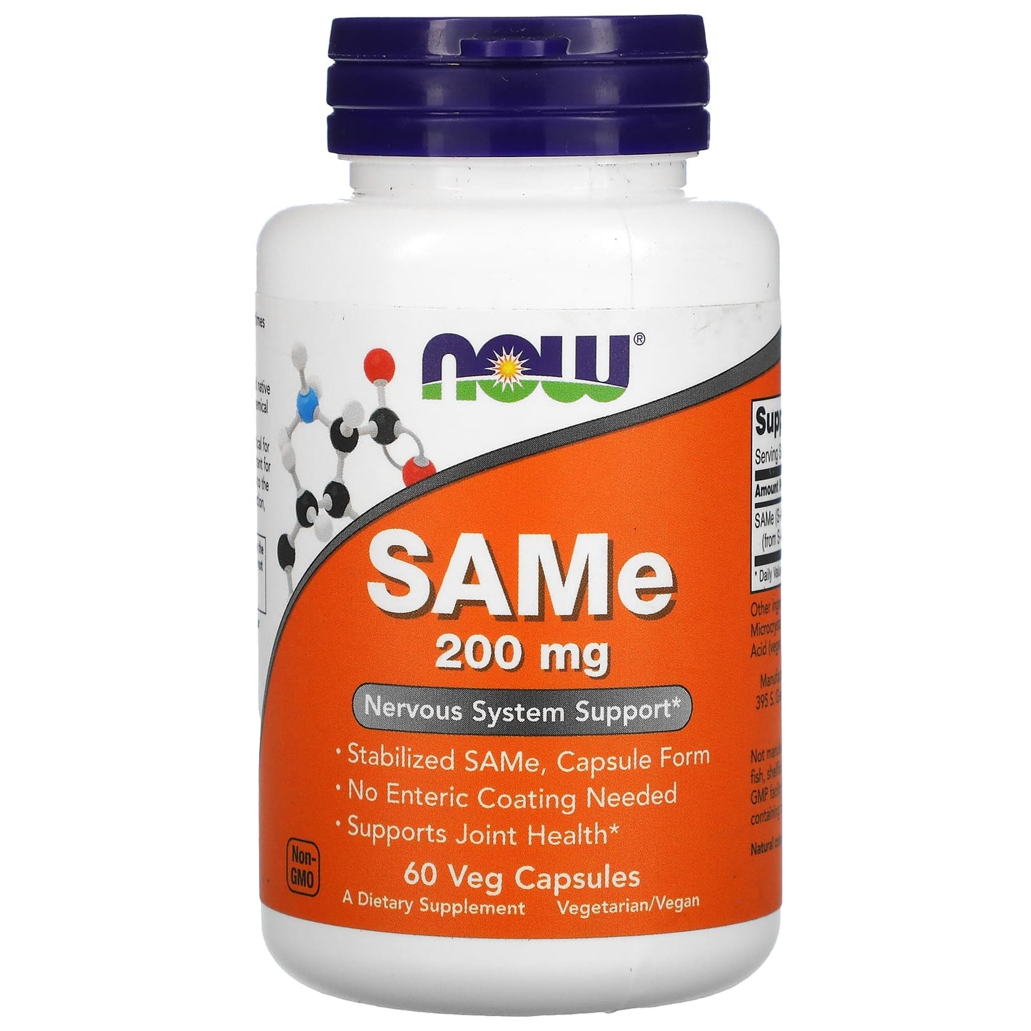 Now Foods, SAM-E 200MG, 60 Veg Caps UPC 733739001276 | HiLife Vitamins