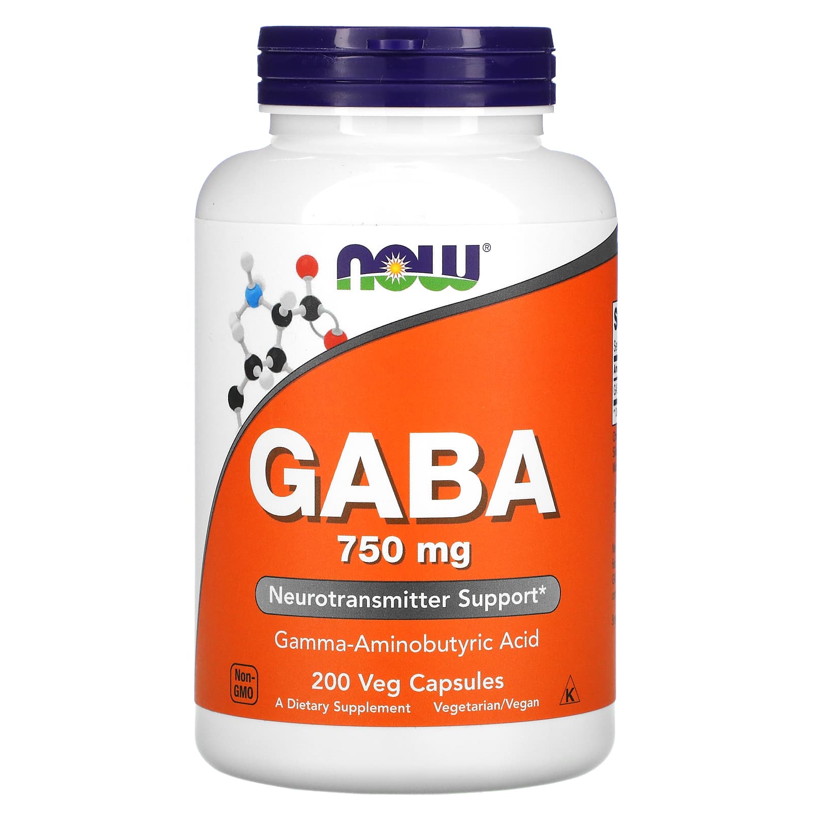 Now Foods, Gaba 750mg, 200 Vegetarian Capsules UPC 733739001290 | HiLife Vitamins