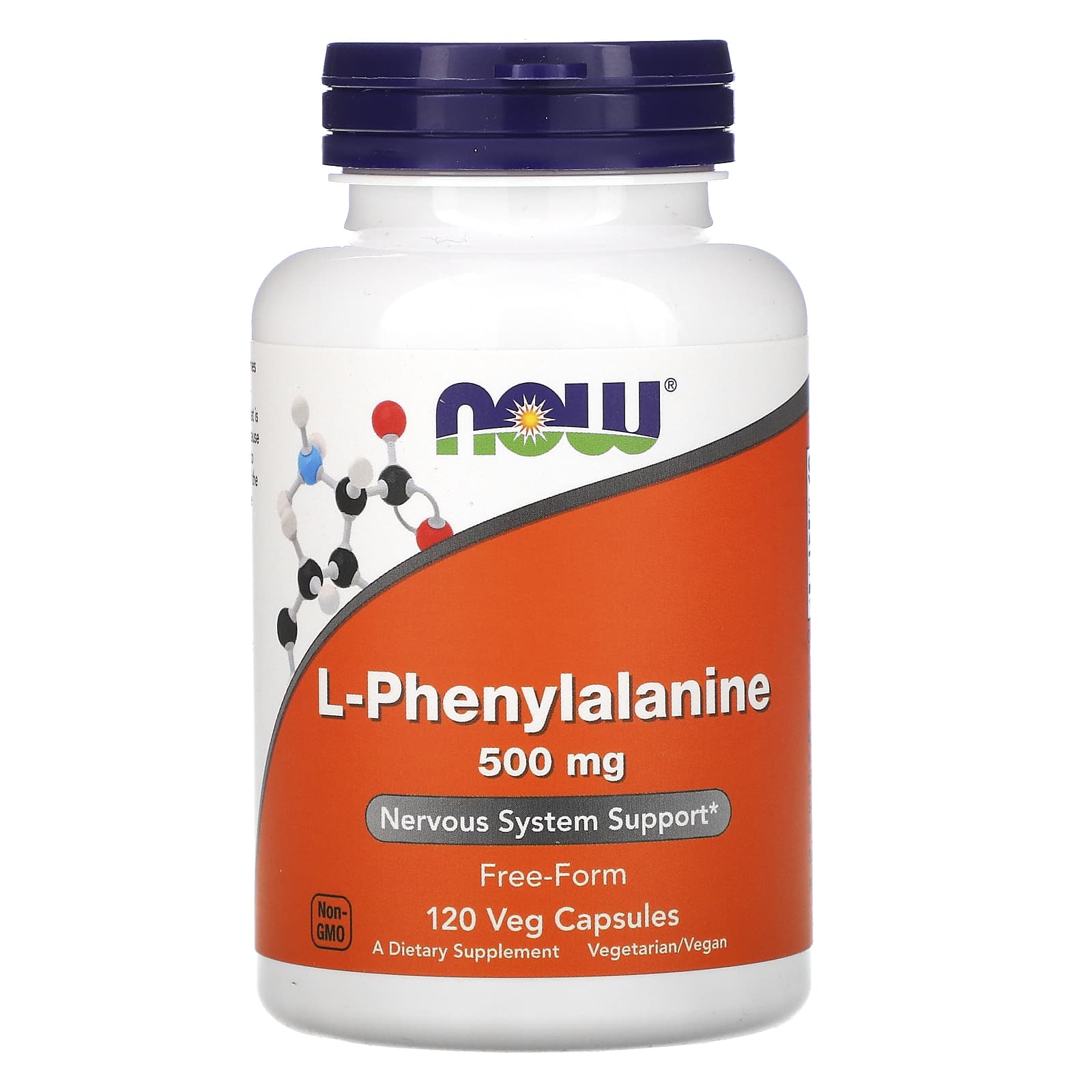 Now Foods, PHENYLALANINE 500mg, 120 Capsules UPC 733739001320 | HiLife Vitamins