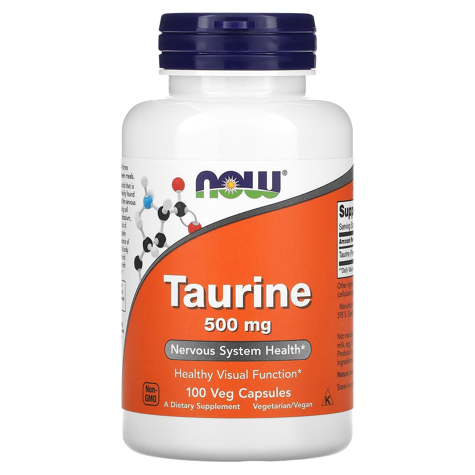 Now Foods, Taurine 500 mg, 100 Capsules UPC 733739001405 | HiLife Vitamins
