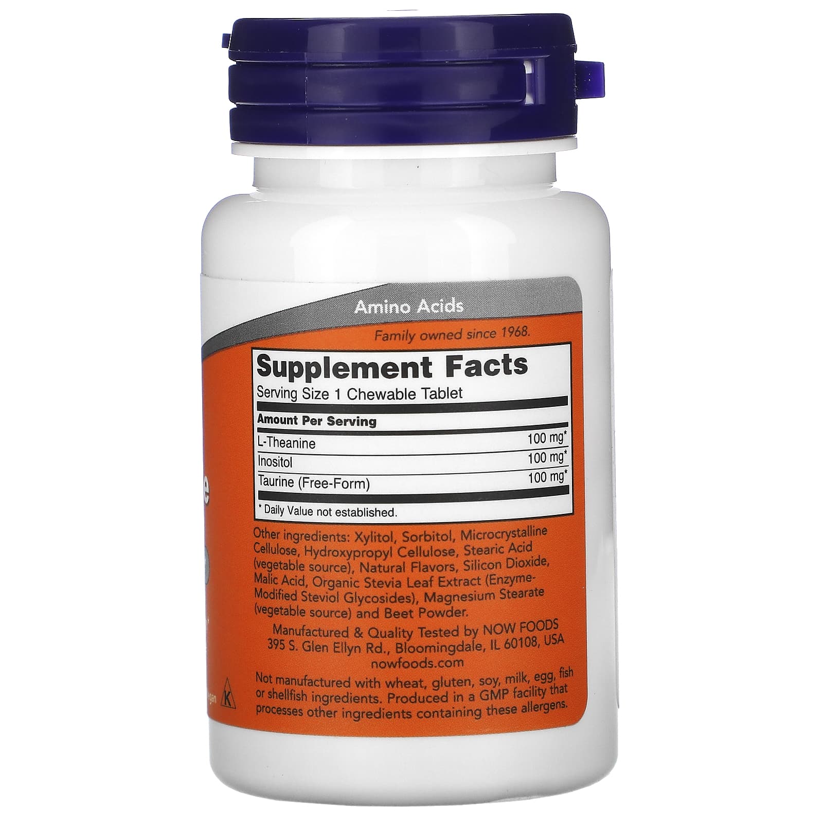 Now Foods, L-Theanine 100mg Plus, 90 Lozenges UPC 733739001443 | HiLife Vitamins