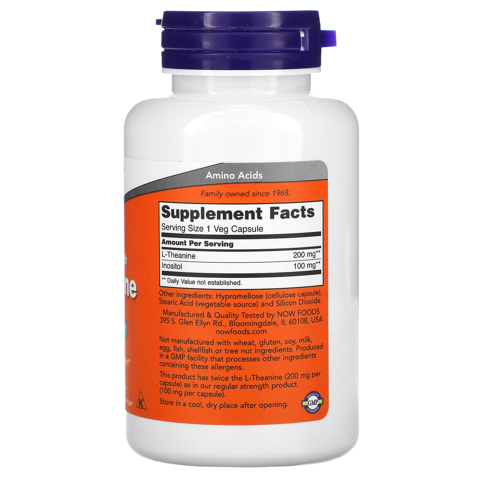 Now Foods, THEANINE 200 MG, 120 Capsules UPC 733739001481 | HiLife Vitamins