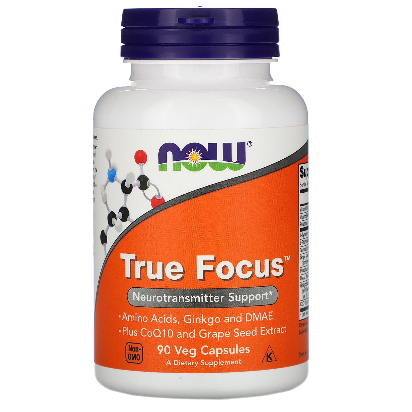 Now Foods, True Focus 90, 90 Vegetarian Capsules UPC 733739001573 | HiLife Vitamins