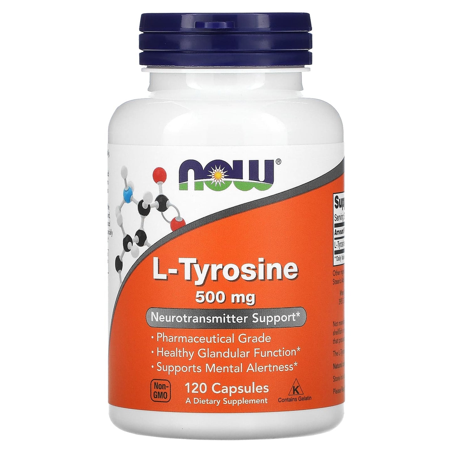 Now Foods, L-Tyrosine, 500 mg, 120 Capsules UPC 733739001627 | HiLife Vitamins