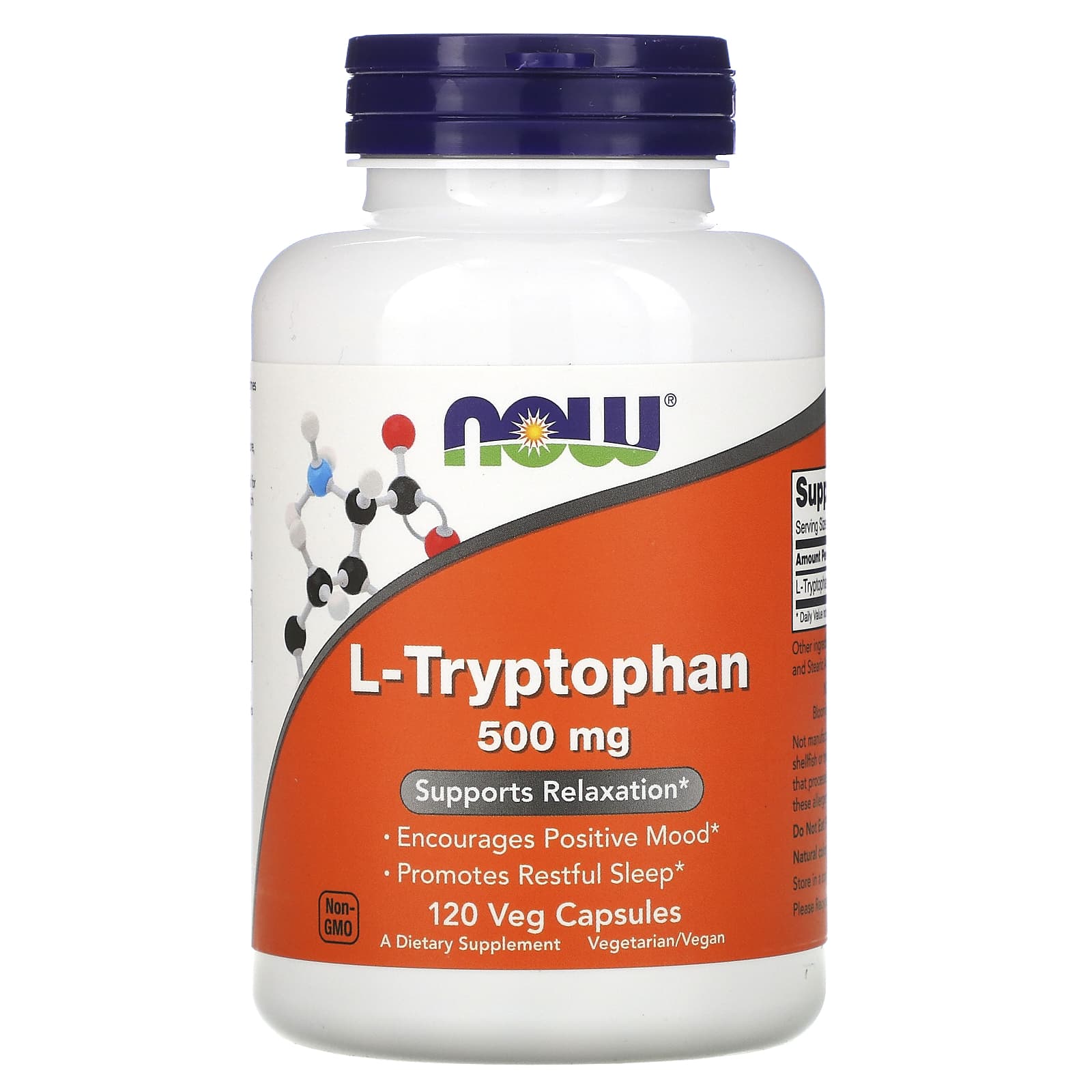 Now Foods, L-Tryptophan 500mg 120, 120 Vegetarian Capsules UPC 733739001672 | HiLife Vitamins