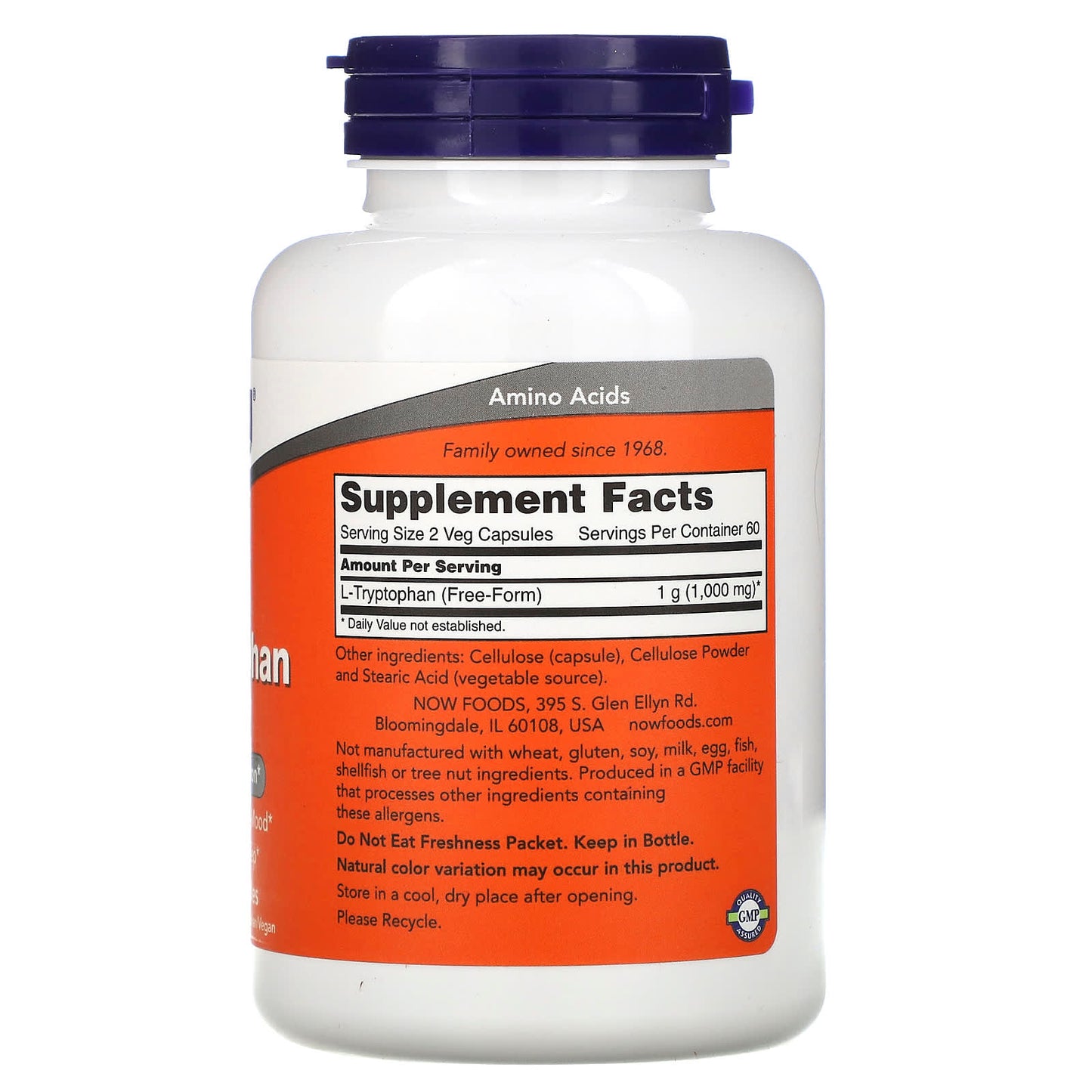 Now Foods, L-Tryptophan 500mg 120, 120 Vegetarian Capsules UPC 733739001672 | HiLife Vitamins