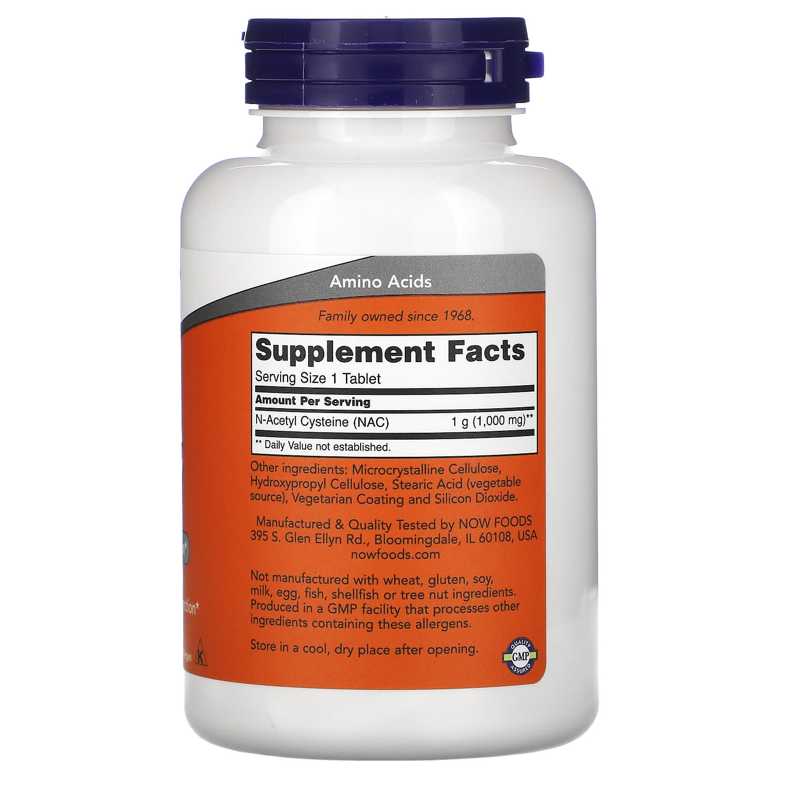 Now Foods, N-ACETYL-CYSTEINE 1000 MG, 120 Tablets UPC 733739001856 | HiLife Vitamins