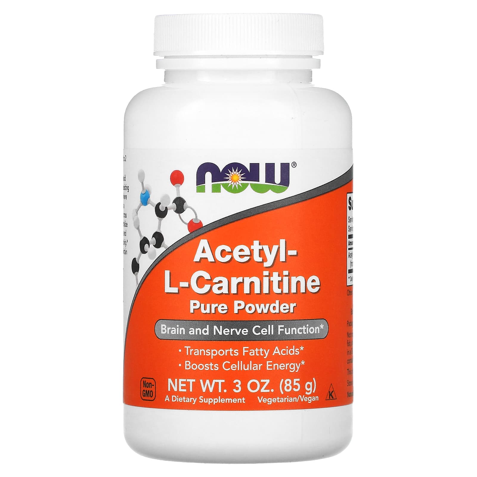 Now Foods, Acetyl L-Carnitine Pure Powder, 3 Oz - 733739002082 | Hilife Vitamins