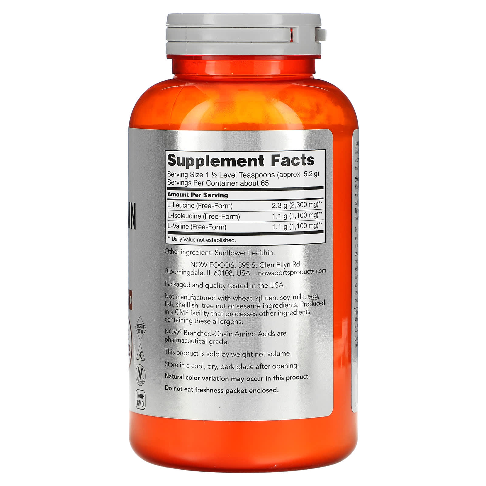 Now Foods, Branch Chain Amino, 12 OZ Powder UPC 733739002136 | HiLife Vitamins