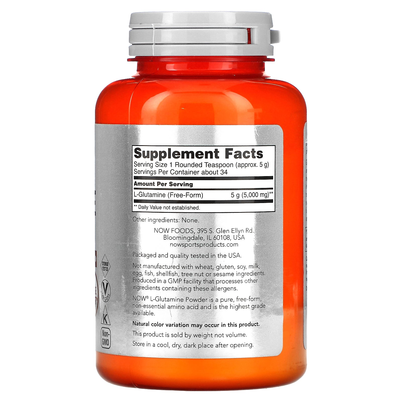 Now Foods, Sports, L-Glutamine Powder, 6 OZ UPC 733739002204 | HiLife Vitamins