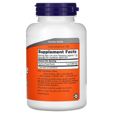 Now Foods, Taurine Powder, 8 Oz UPC 733739002600 | HiLife Vitamins