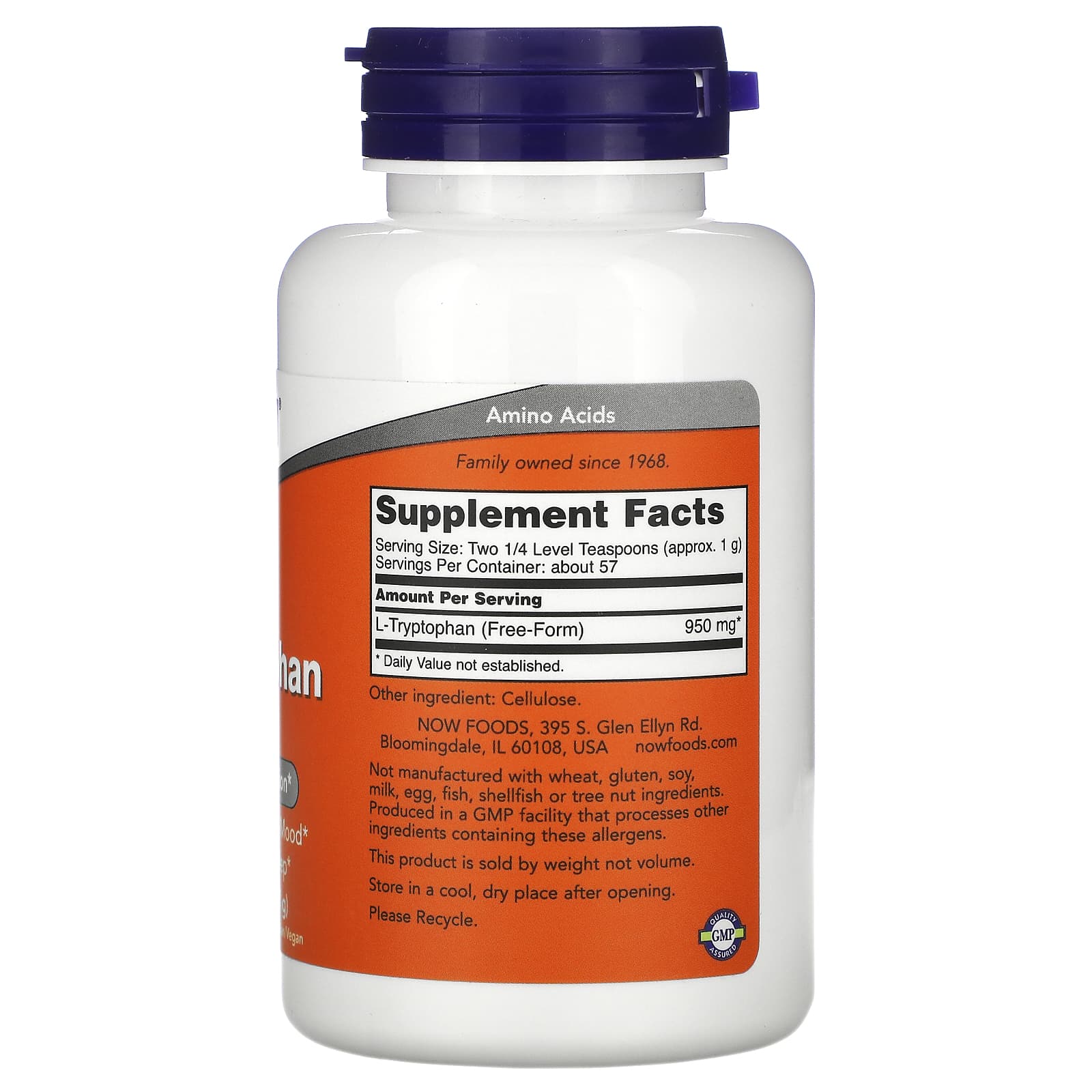 Now Foods, L-Tryptophan, 2 OZ Powder UPC 733739002631 | HiLife Vitamins