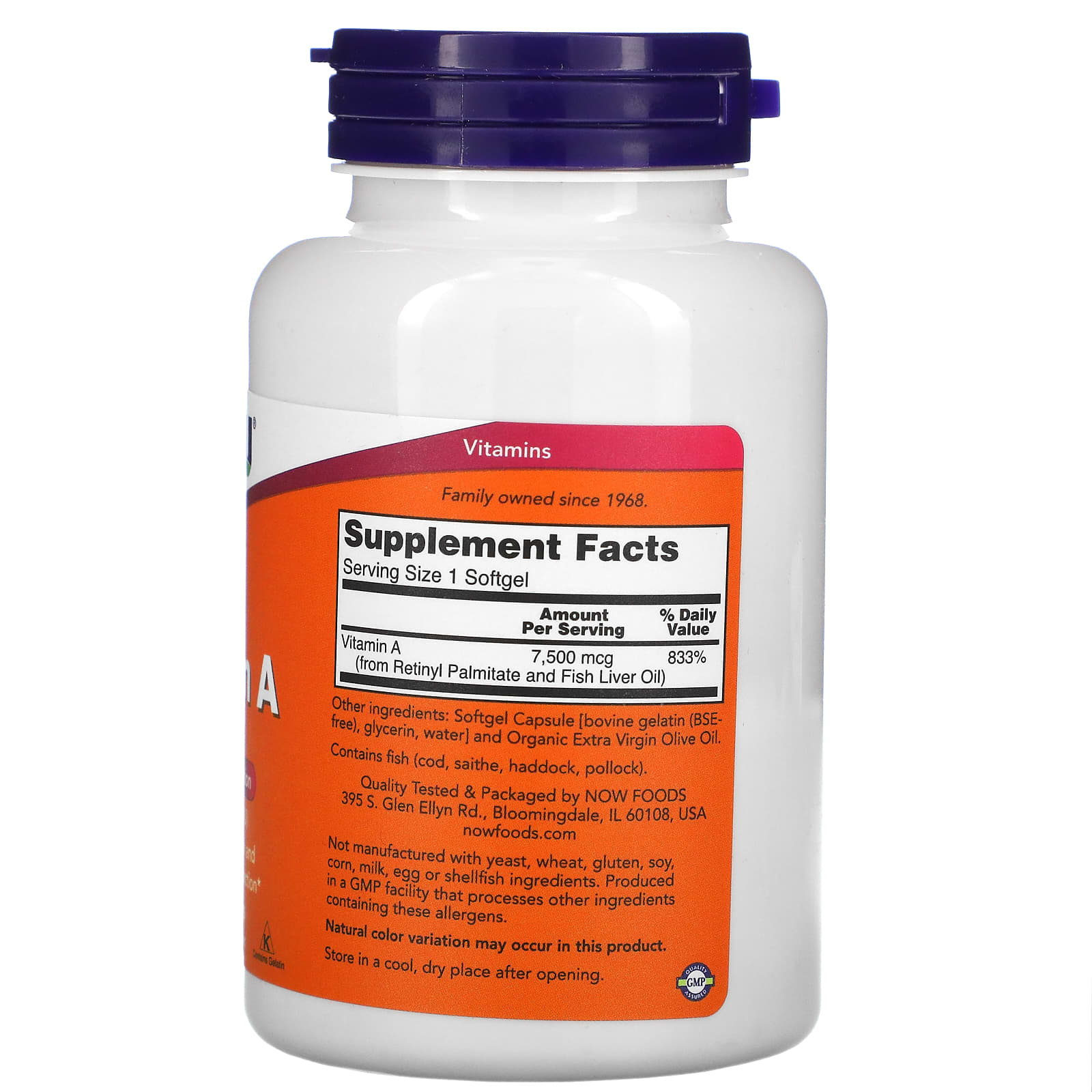 Now Foods, A 25000 IU, 250 Softgels UPC 733739003423 | HiLife Vitamins