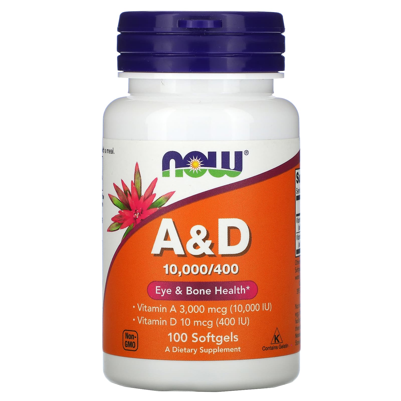 Now Foods, A & D 10,000/400, 100 Softgels UPC 733739003508 | HiLife Vitamins